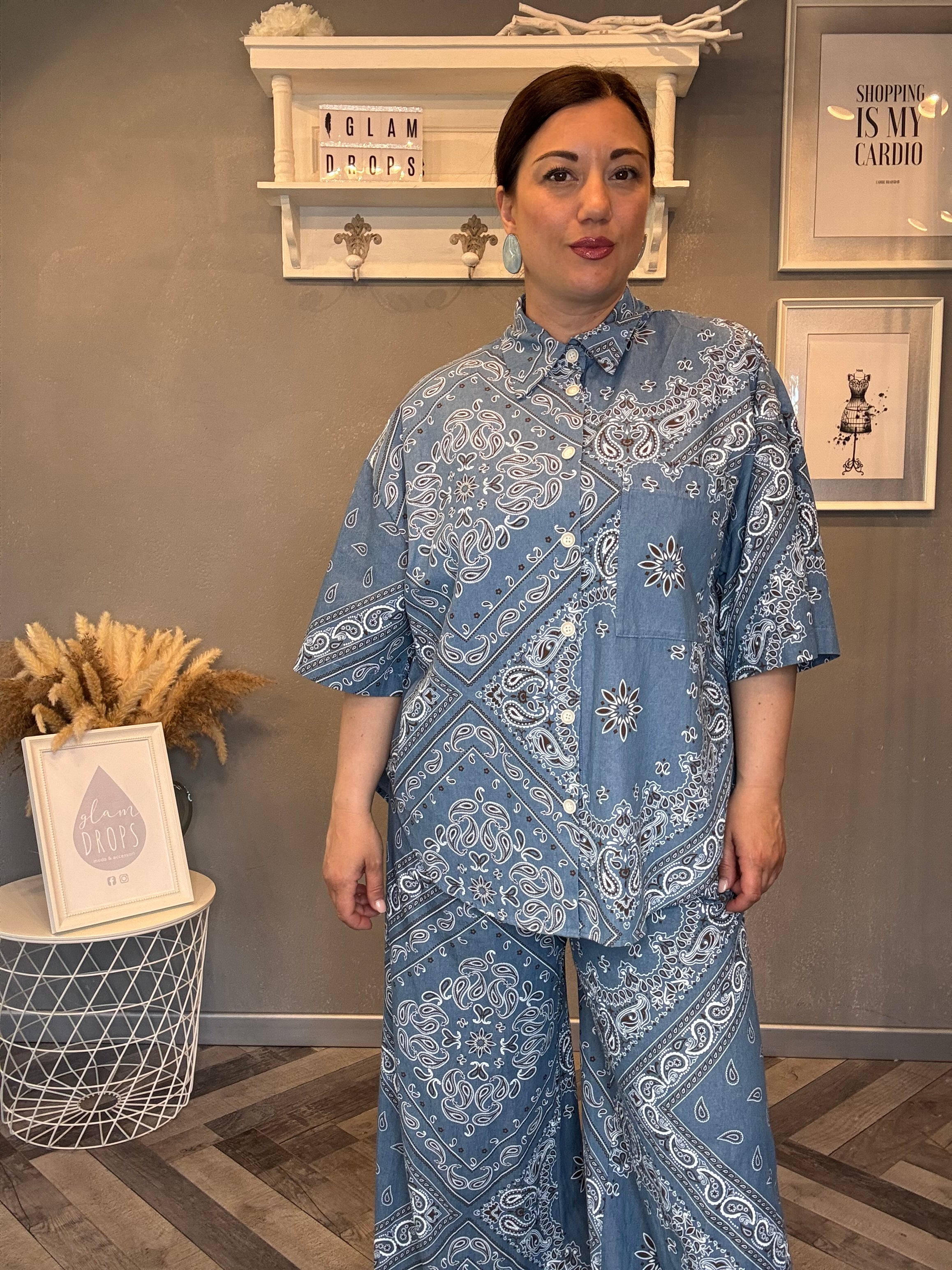 Lumina camicia jeans paisley bandana