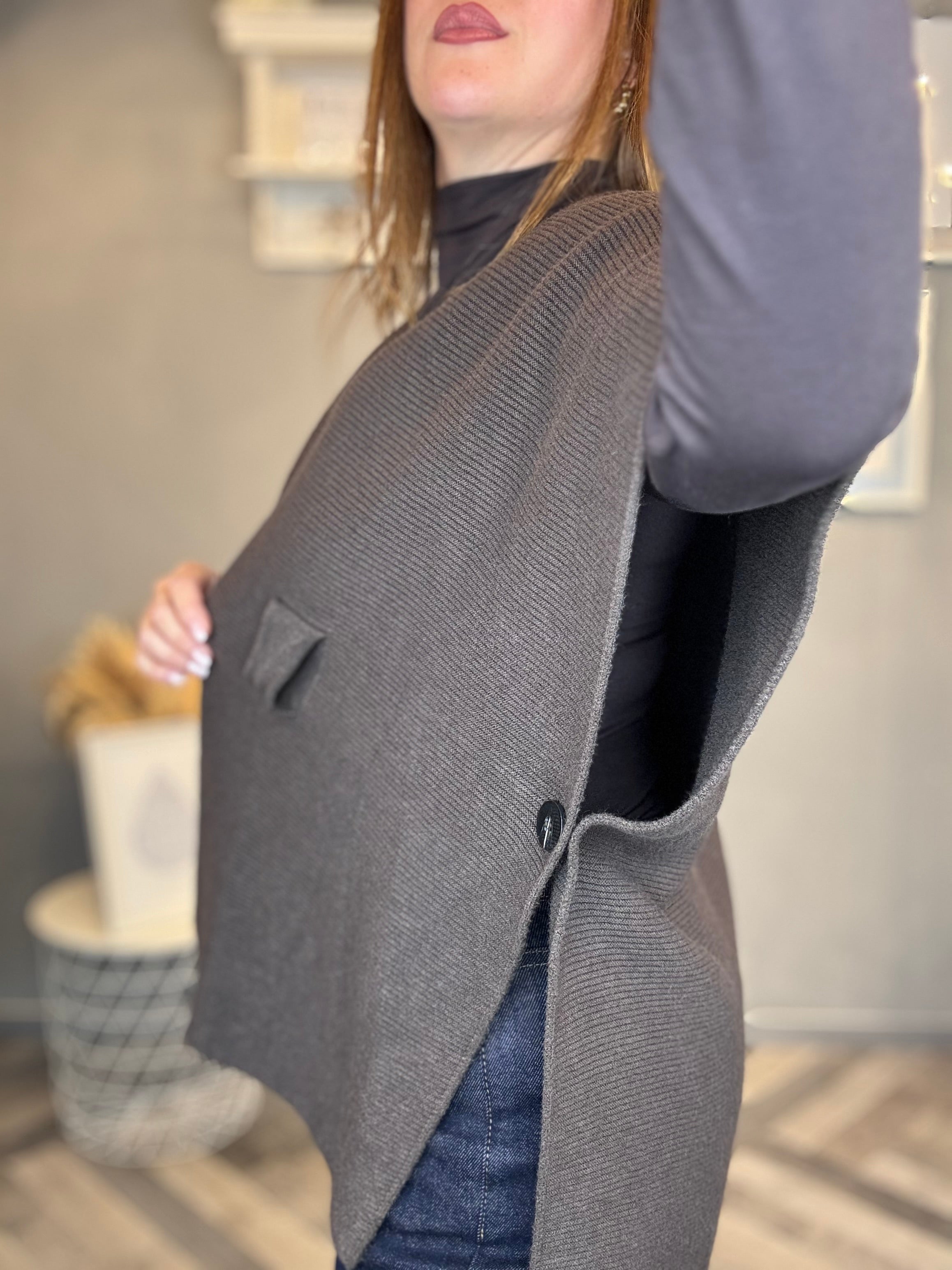 Gilet in maglia multiuso moro