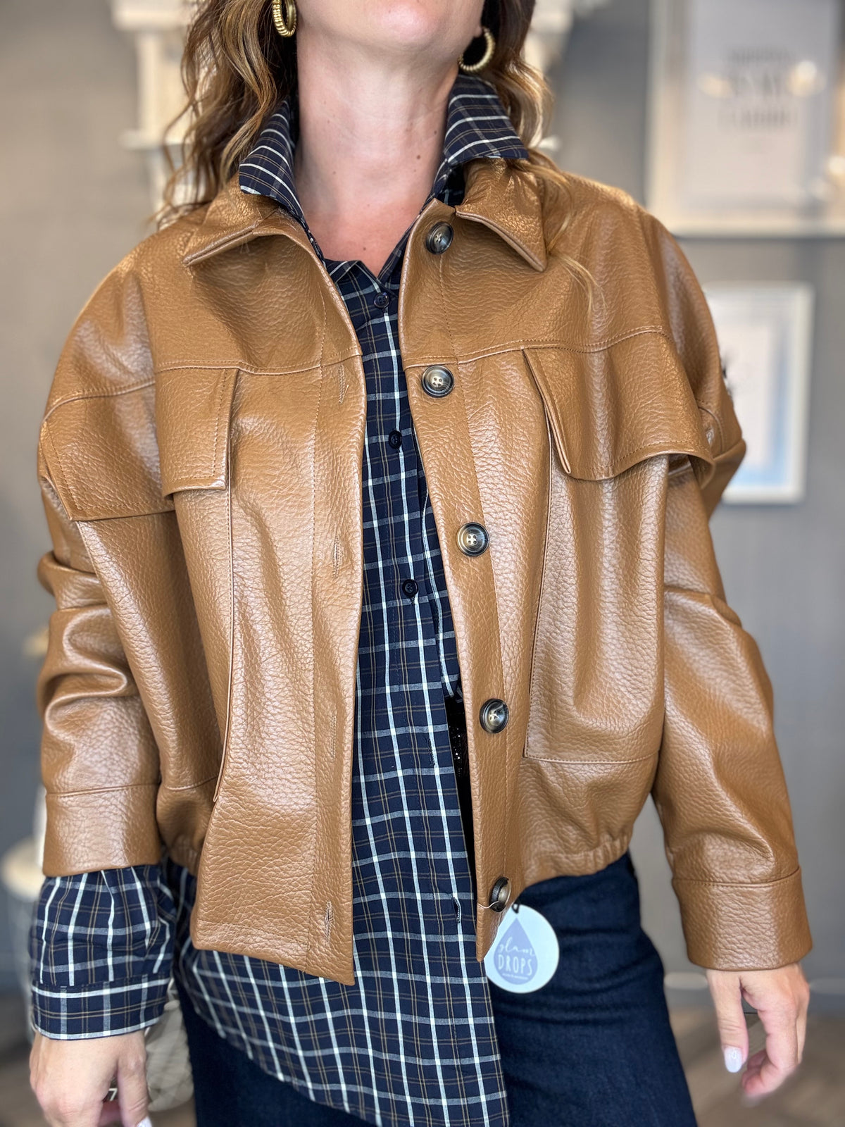 Giubbotto ecopelle camel