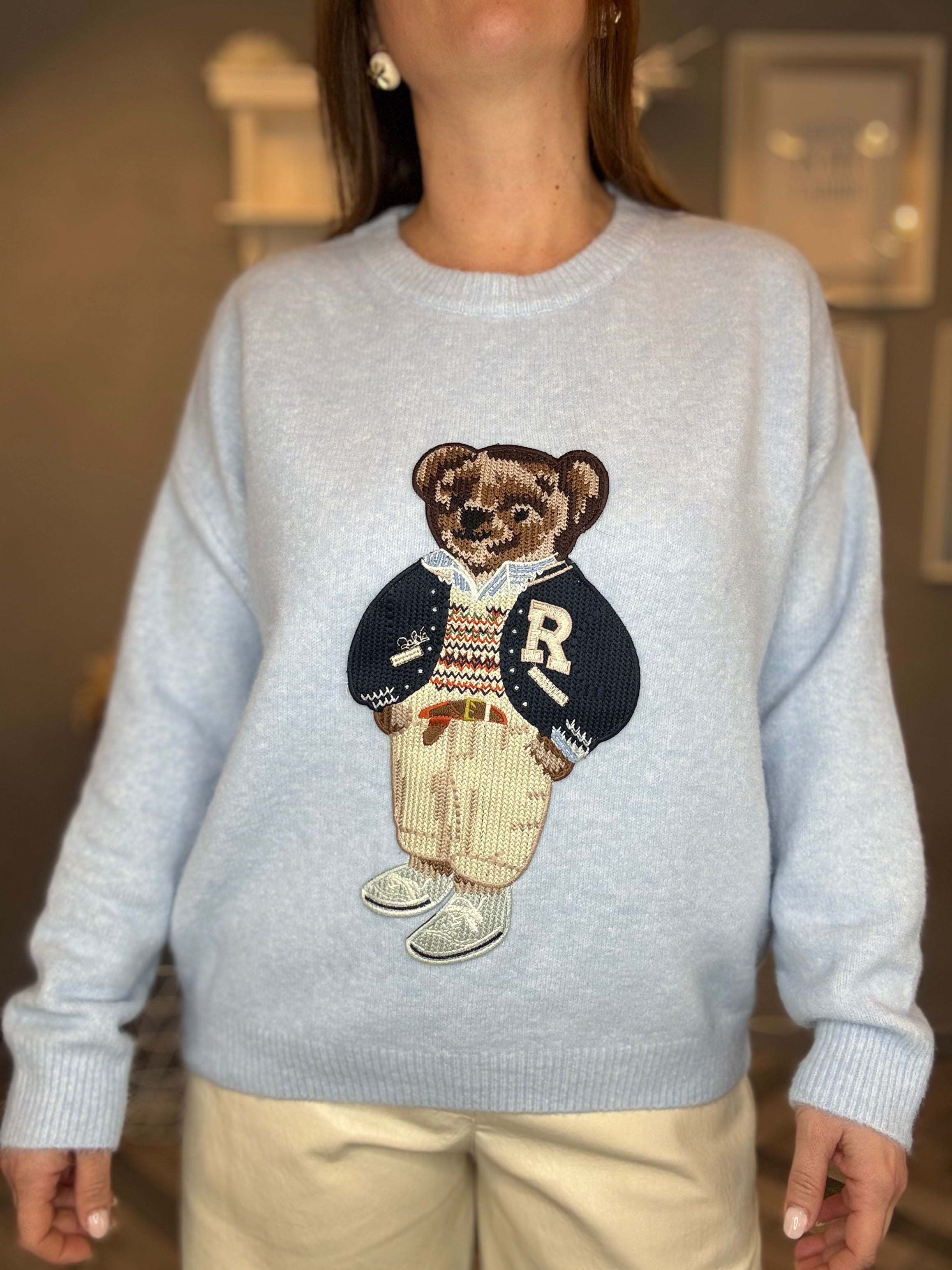 Maglione Teddy celeste