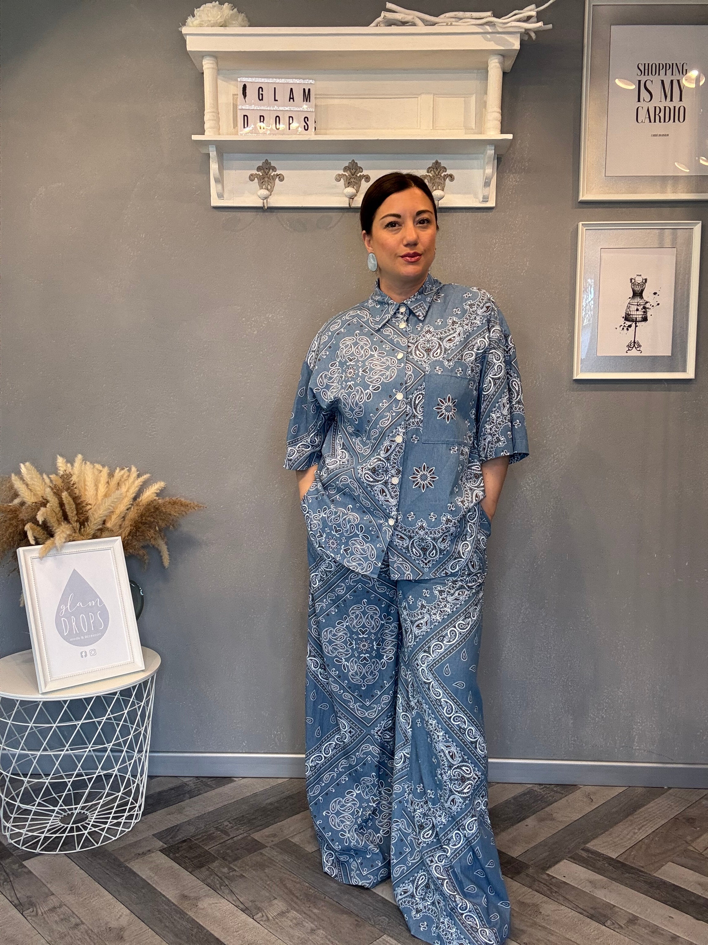 Lumina camicia jeans paisley bandana