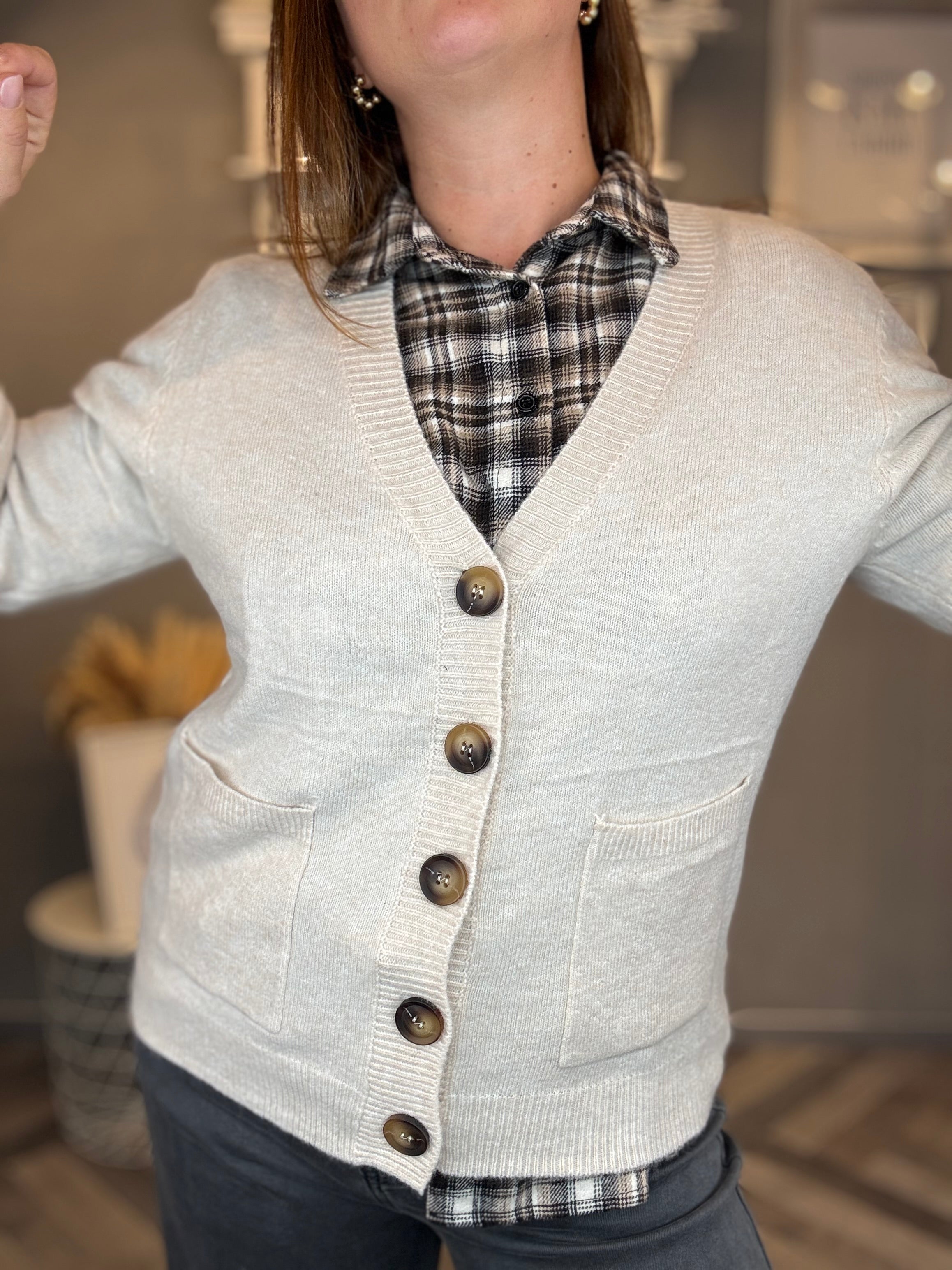 Cardigan basic sabbia