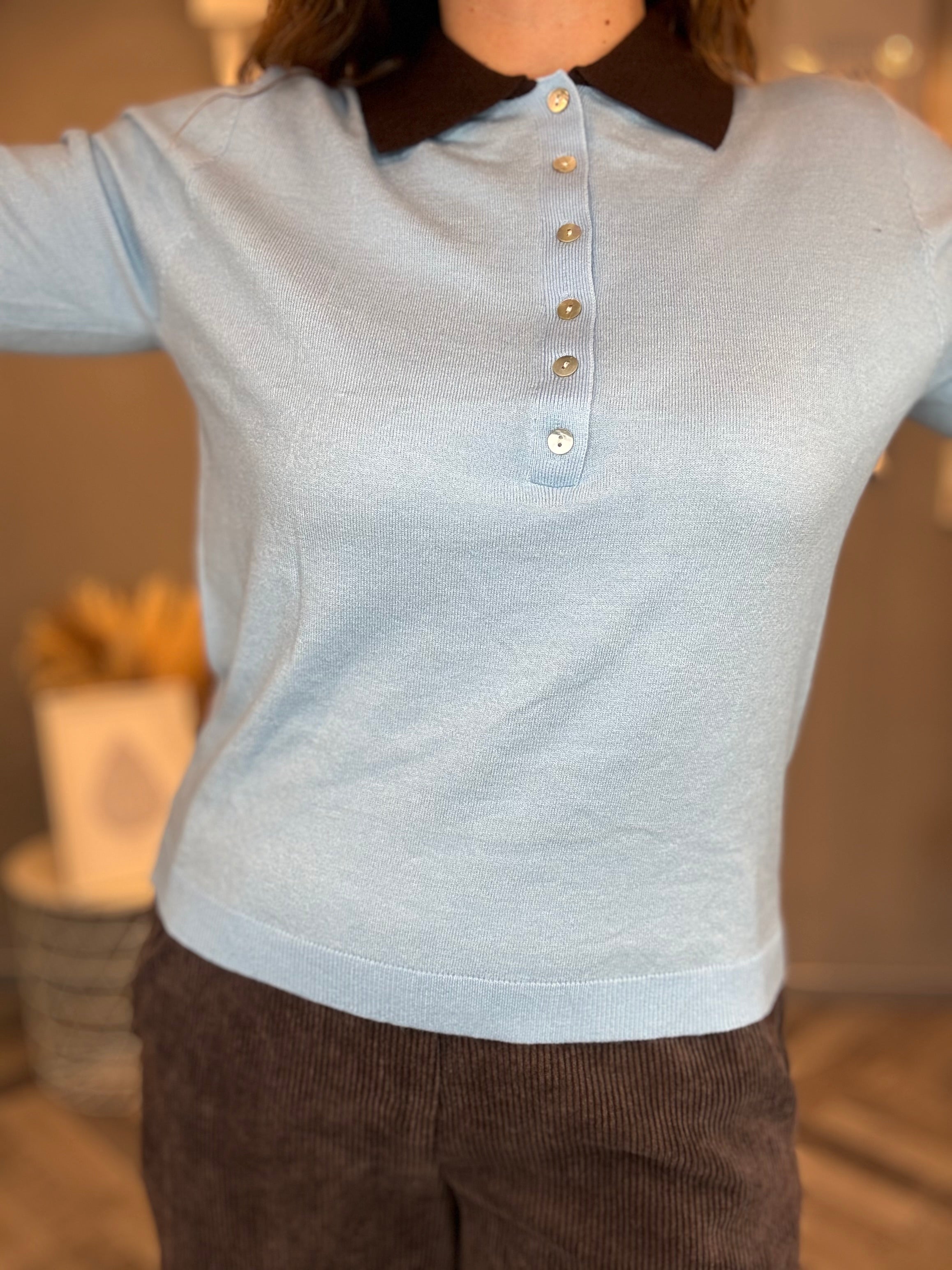 Maglia polo con colletto a contrasto