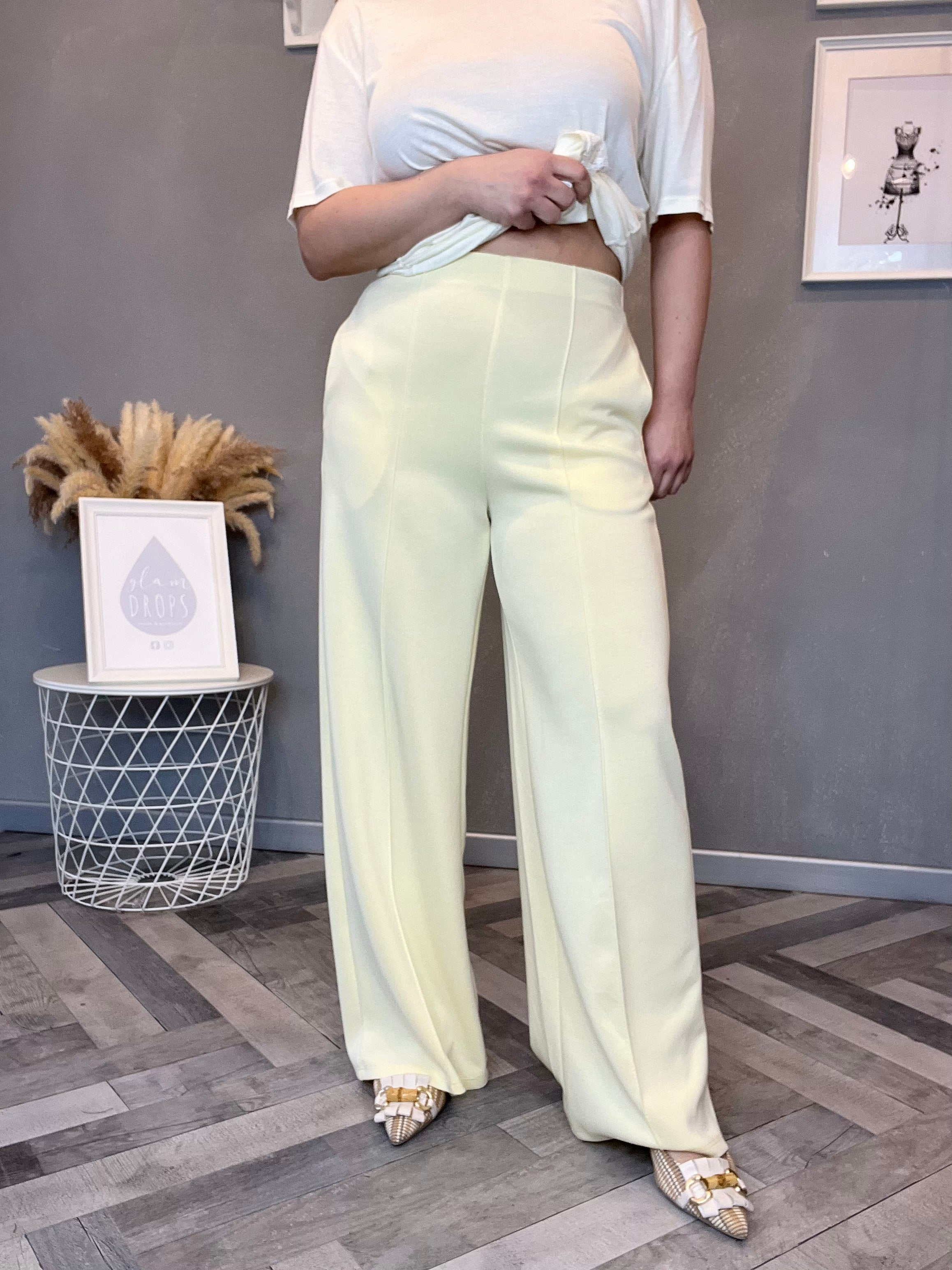 Pantalone palazzo punto Milano giallo pastello