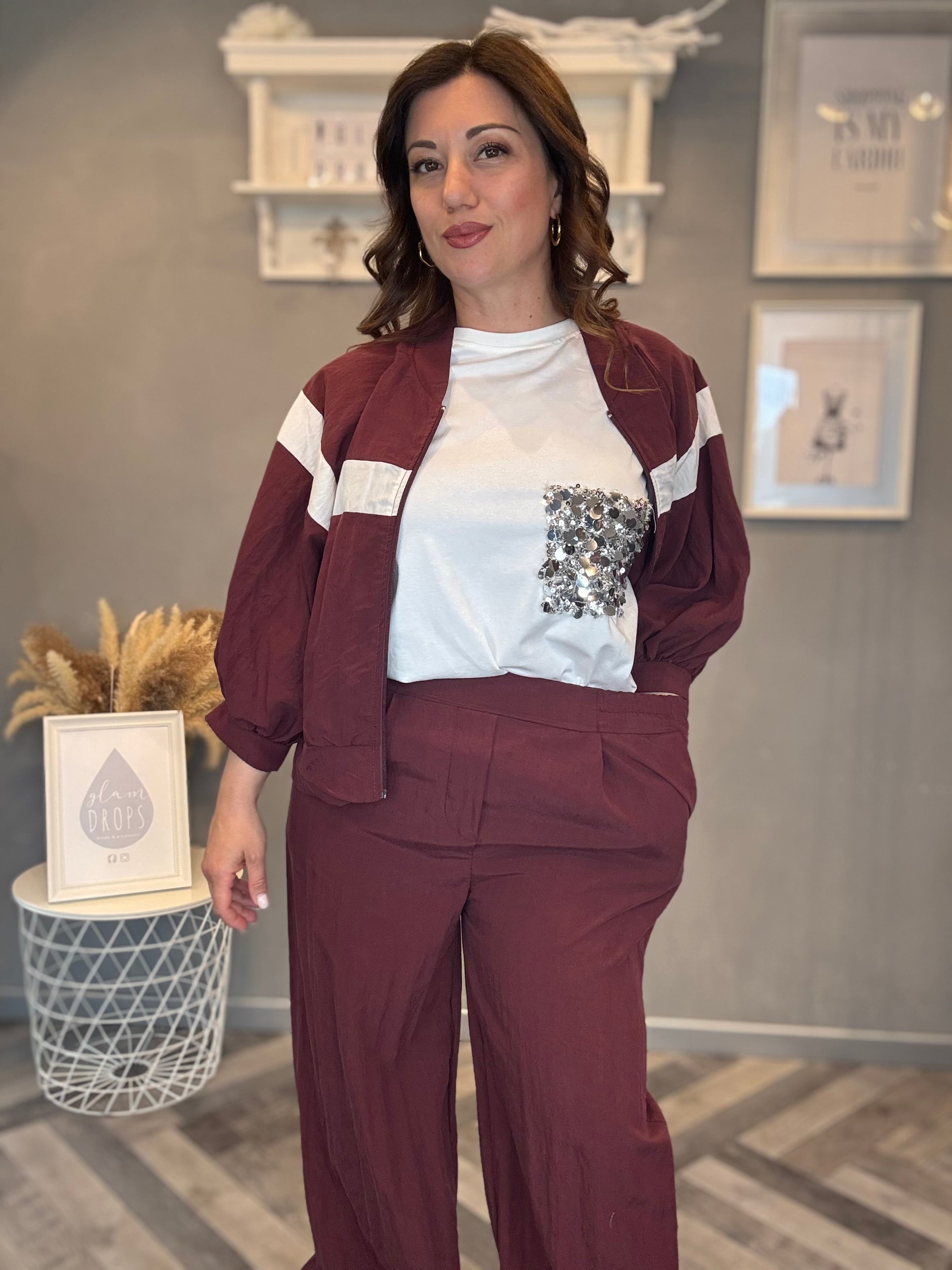 Pantalone jogger Cupro bordeaux