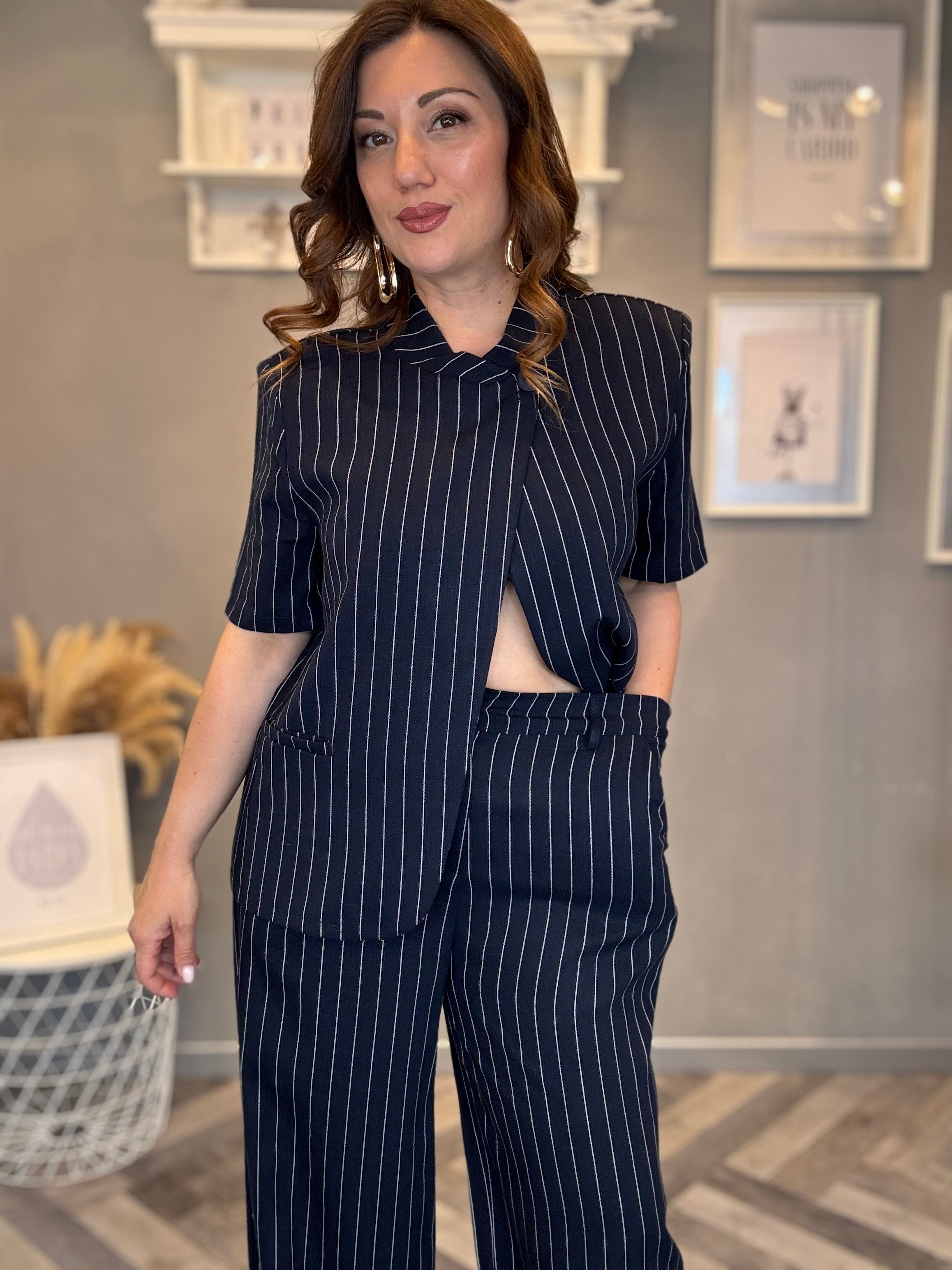 Set Icona gessato blu