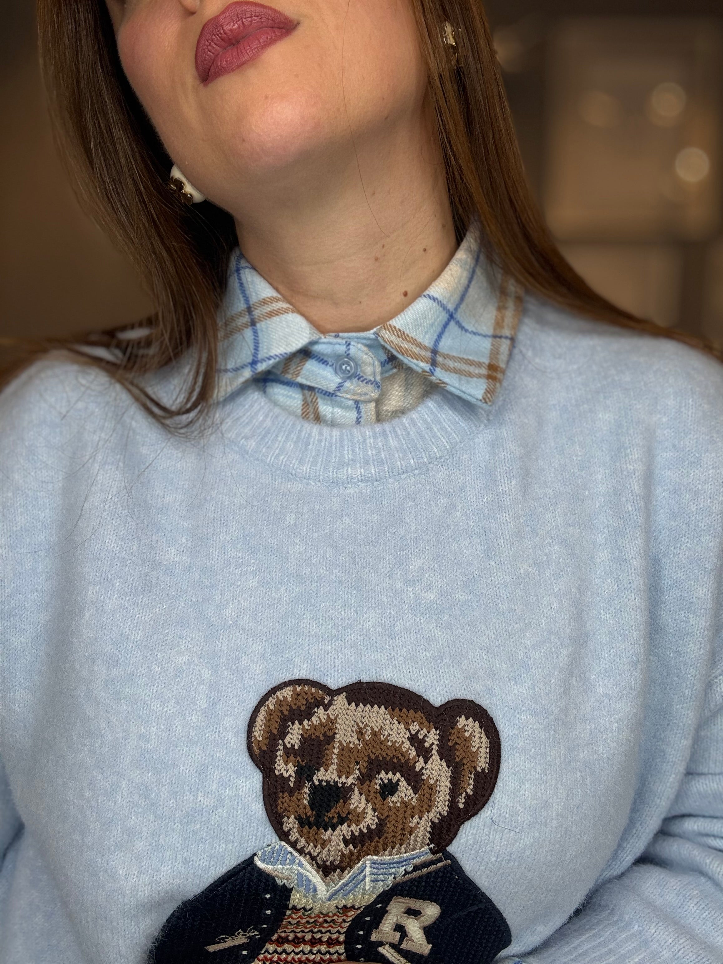 Maglione Teddy celeste