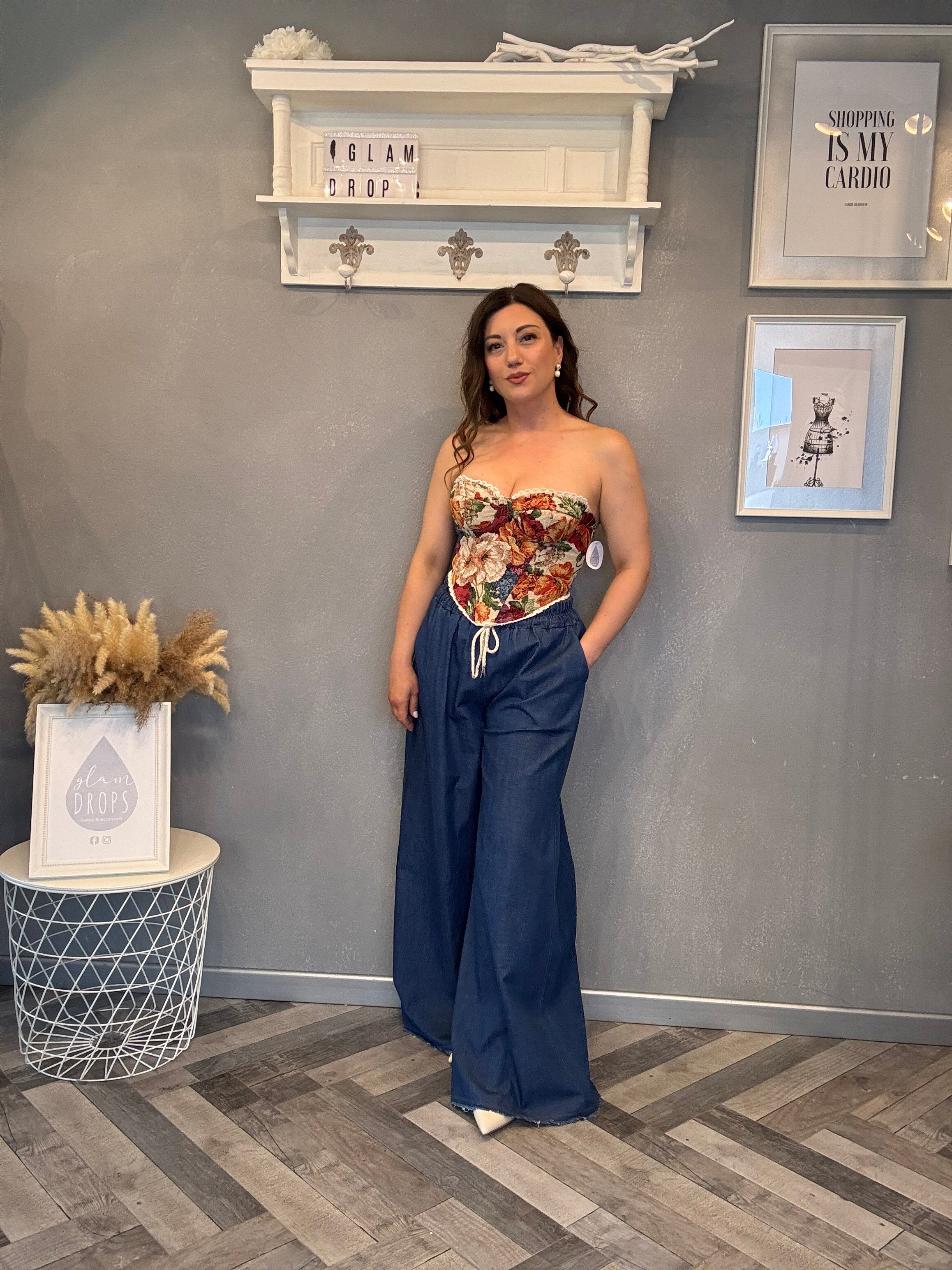 Jeans palazzo corda oro