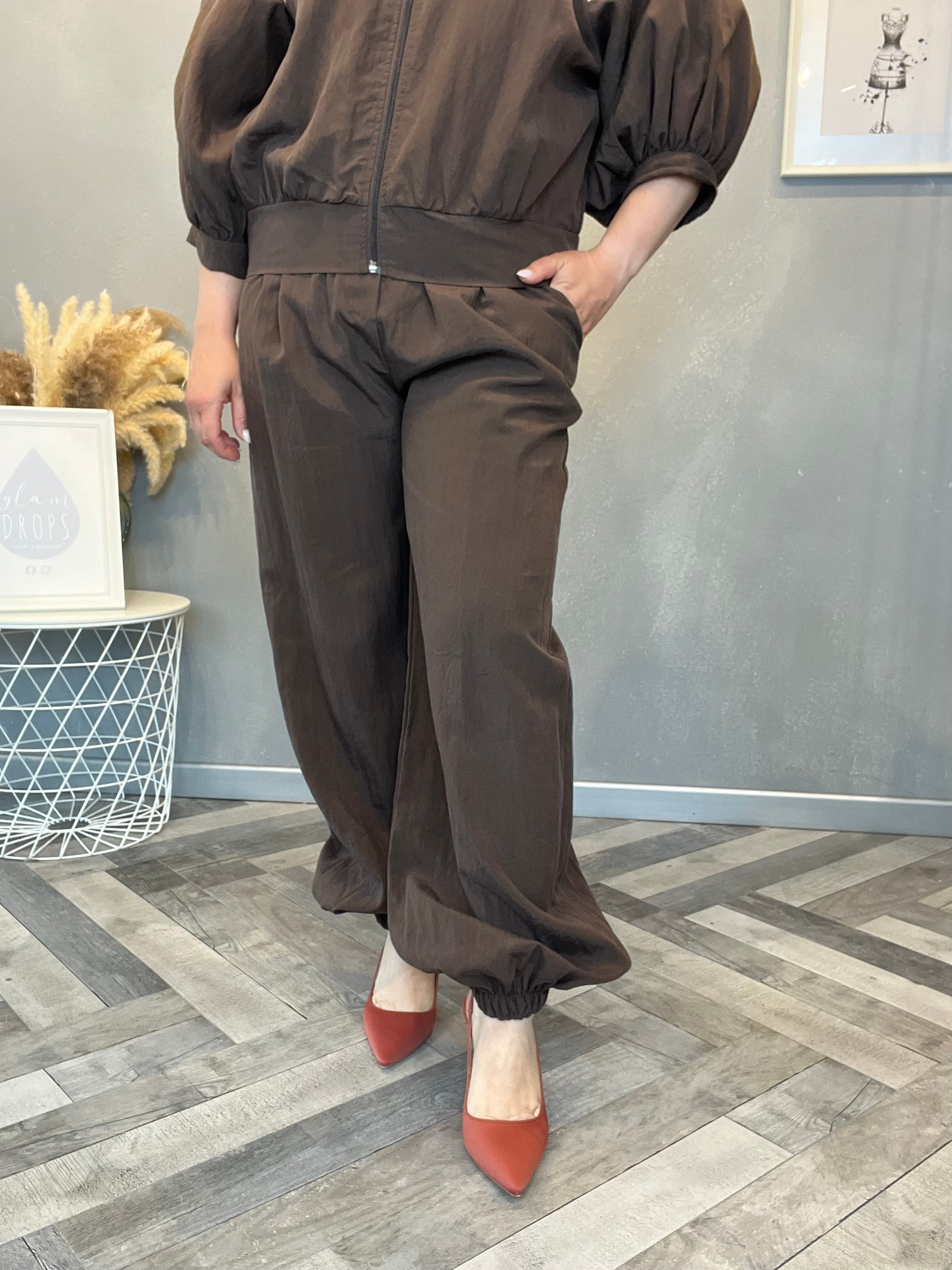 Pantalone jogger Cupro moro