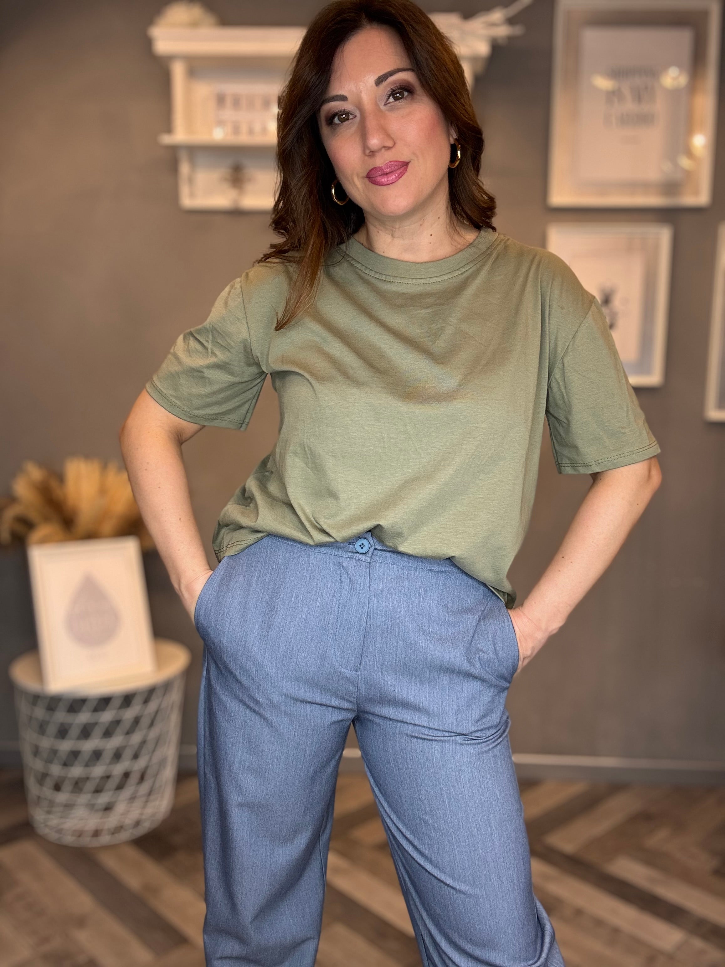 T-shirt soft basic verde salvia