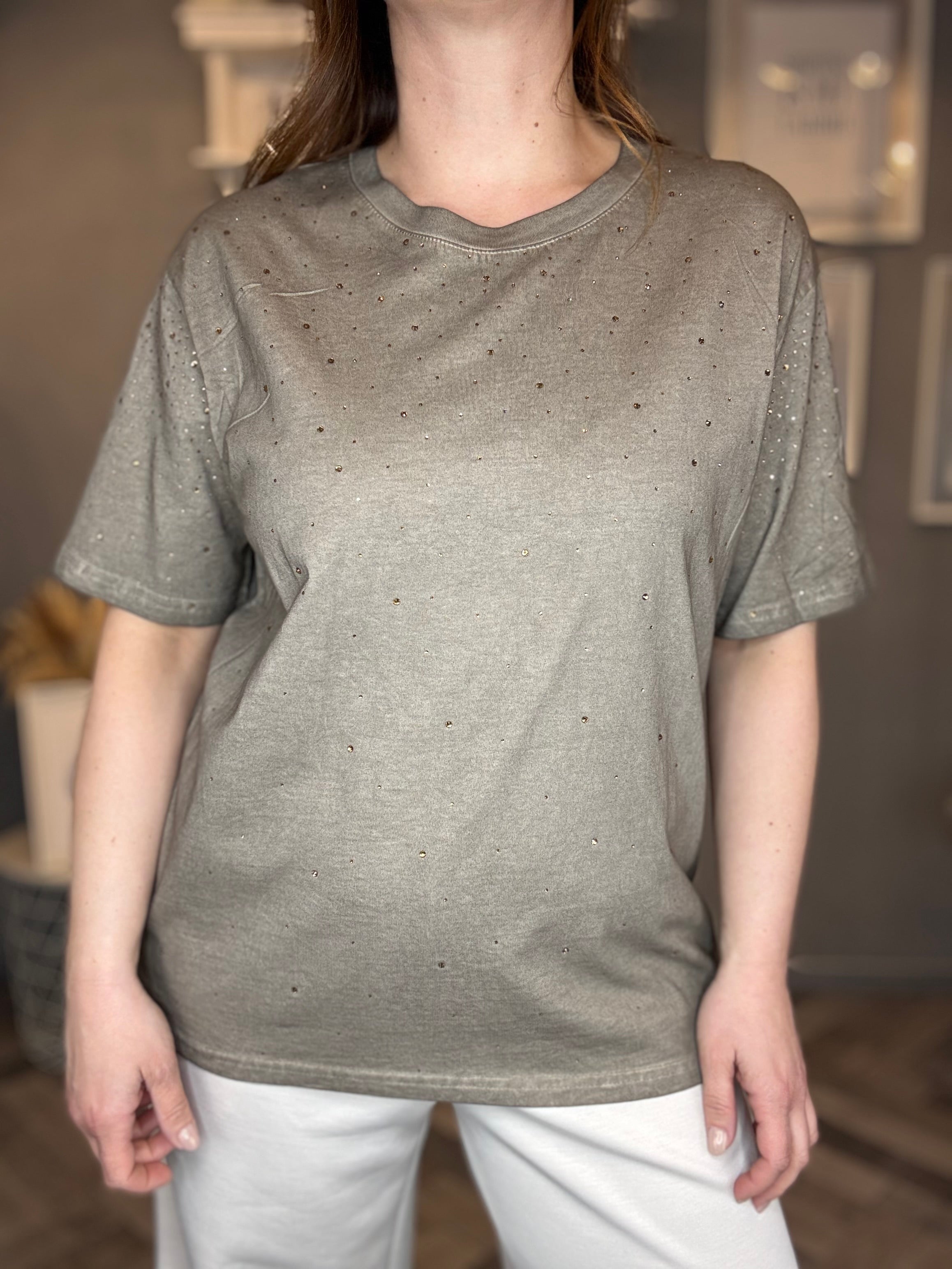 T-shirt Glam strass tortora