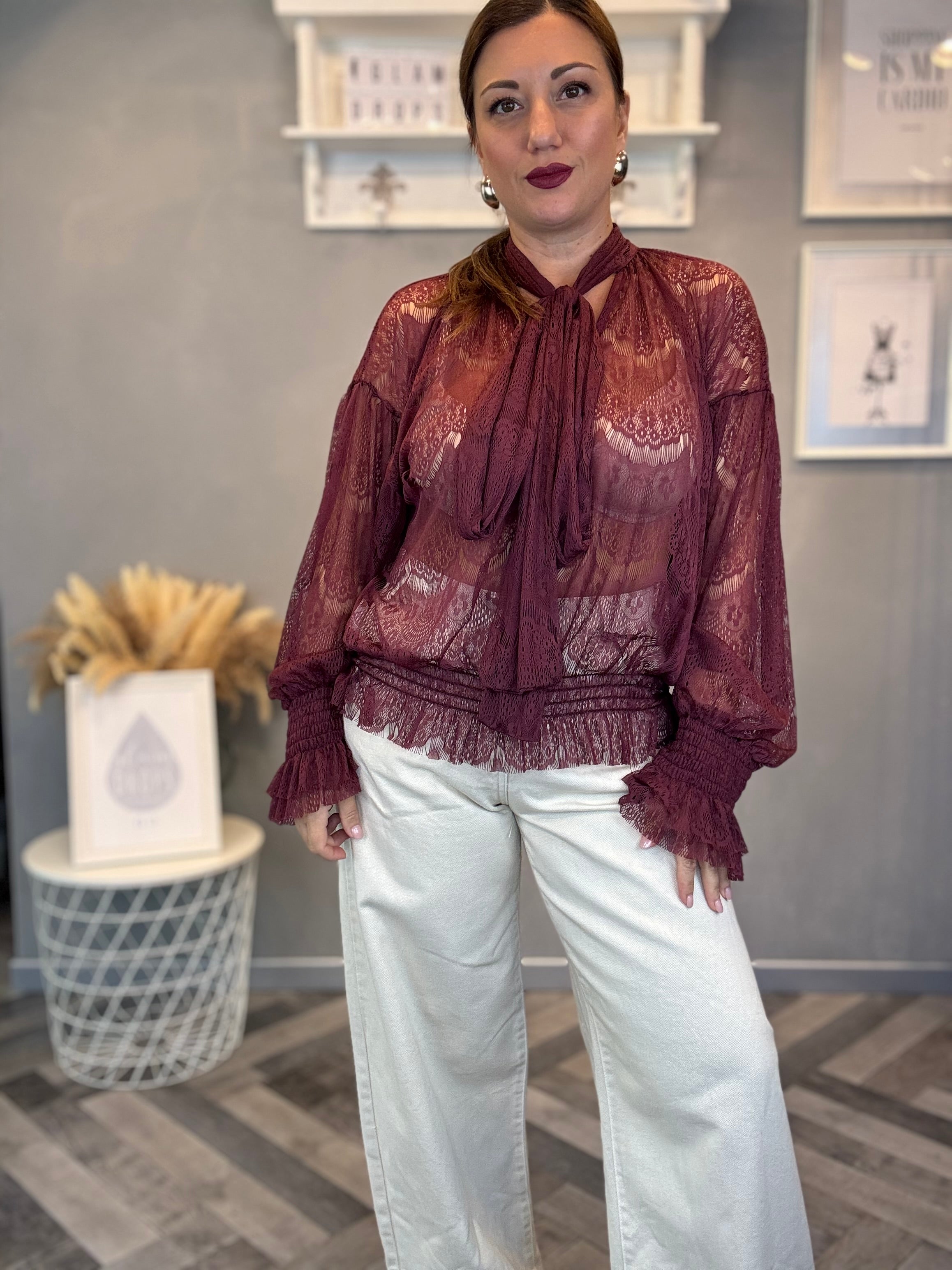Lumina blusa pizzo bordeaux