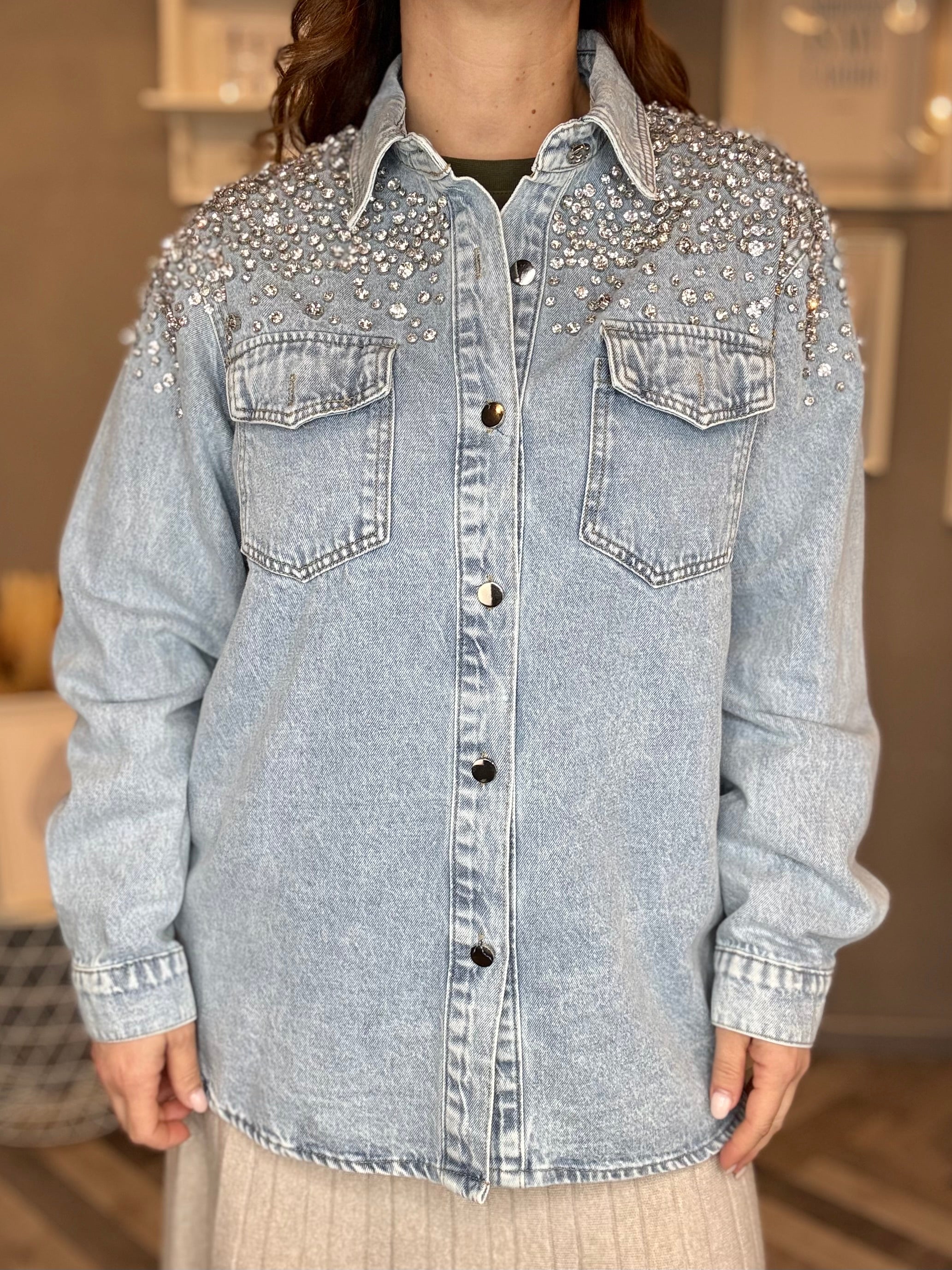 Giacca camicia in denim Diamonds
