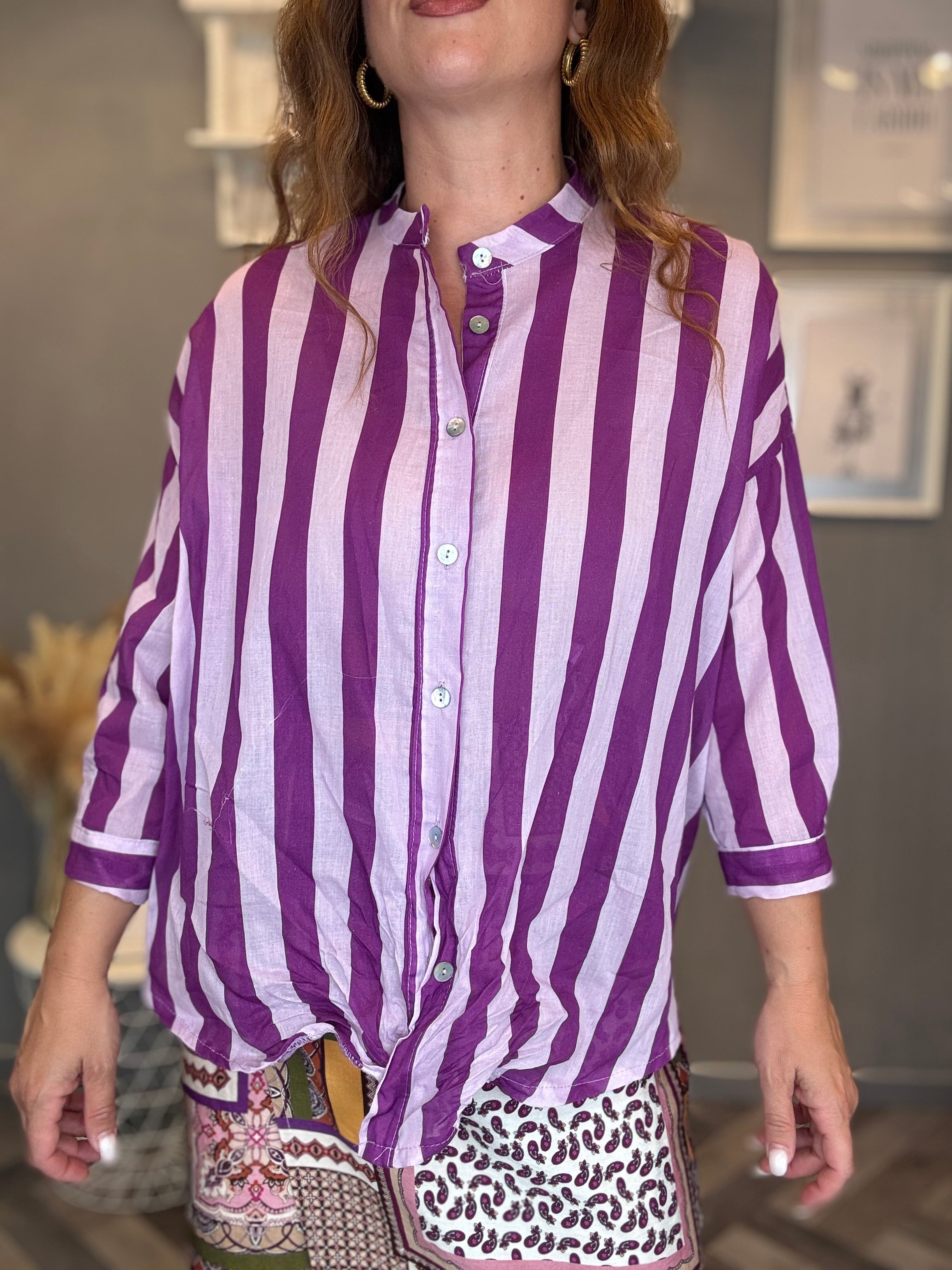 Camicia Isla Bonita righe viola e lilla