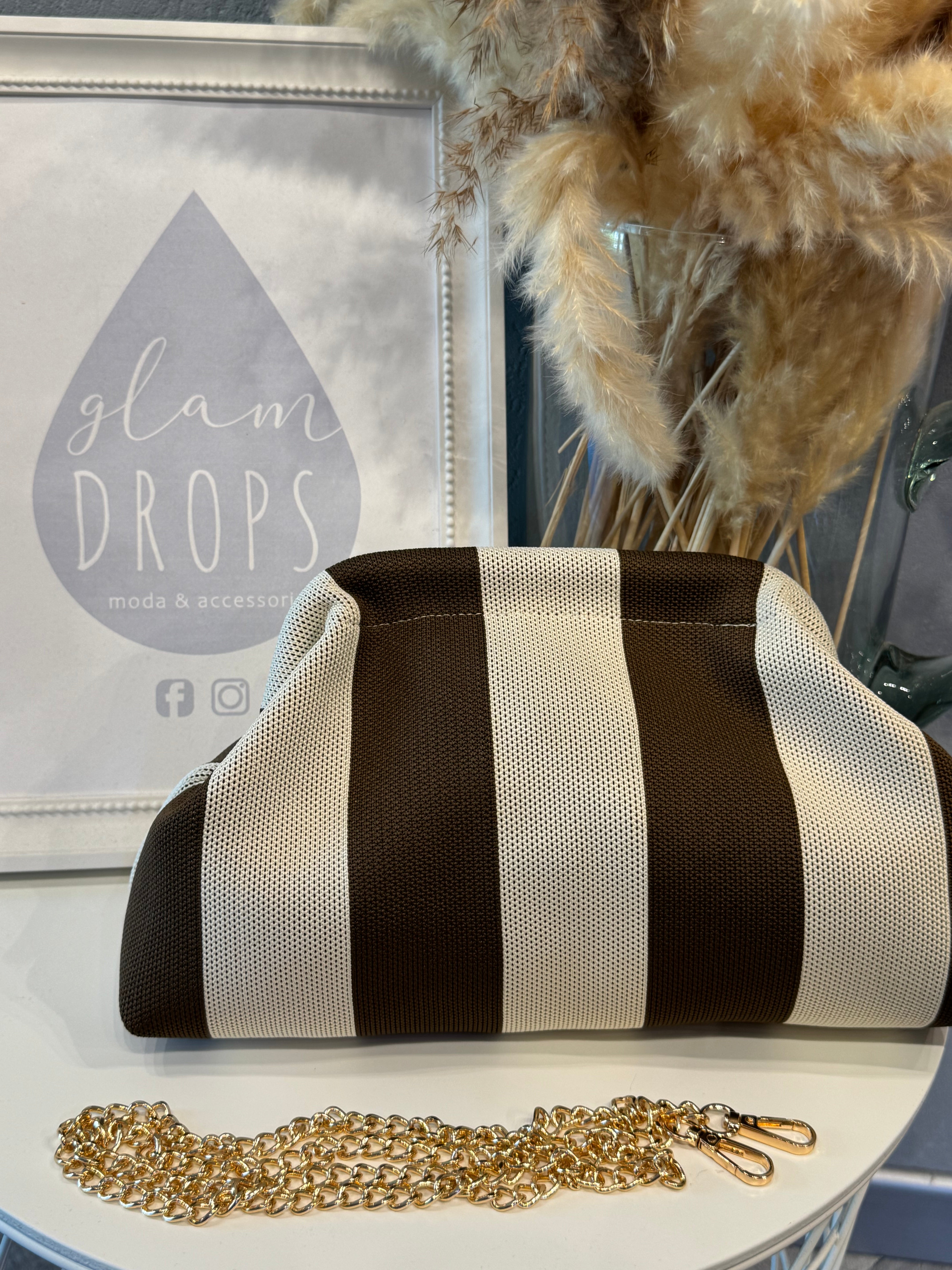 Borsa Stripe moro e panna
