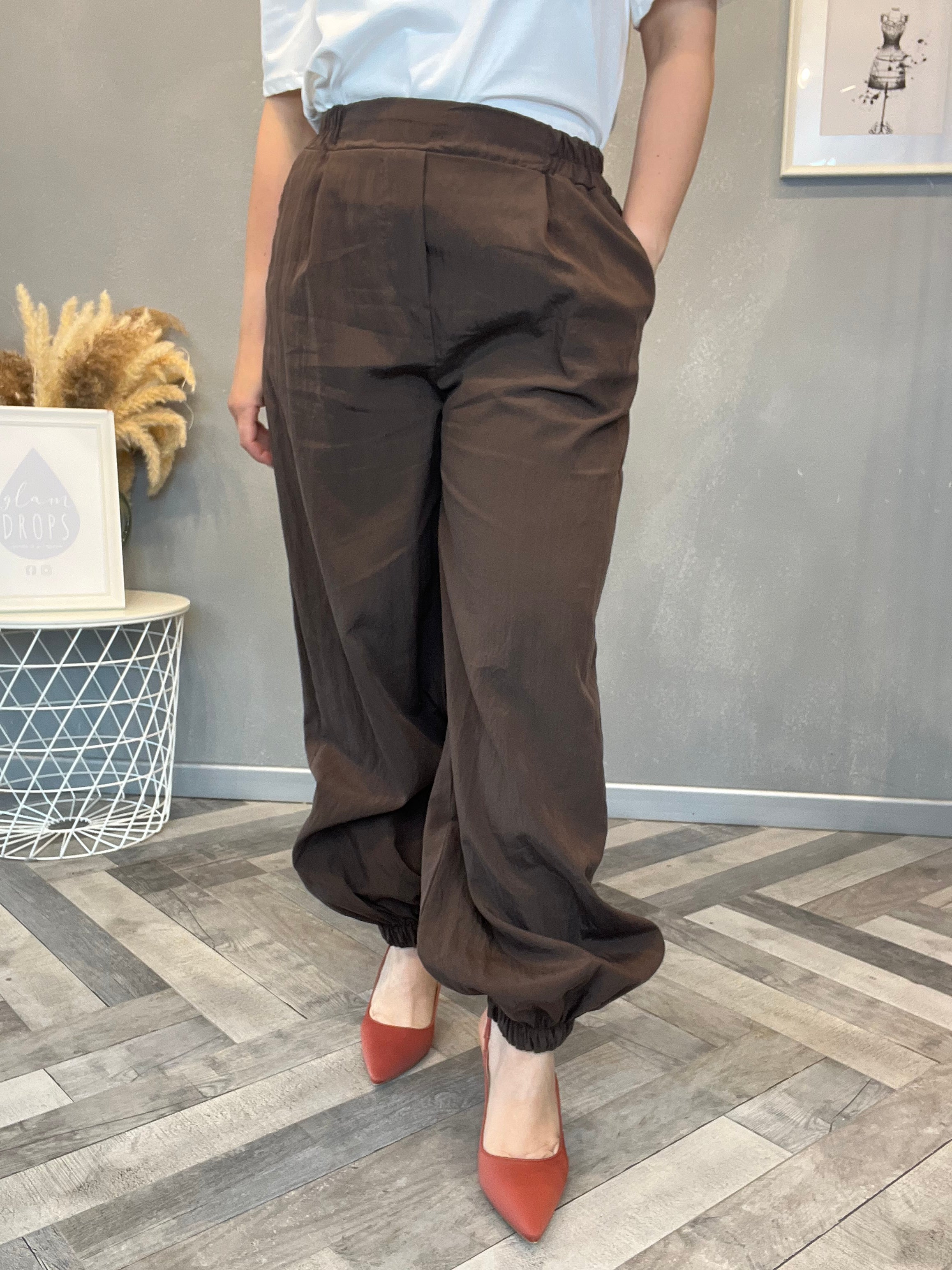 Pantalone jogger Cupro moro