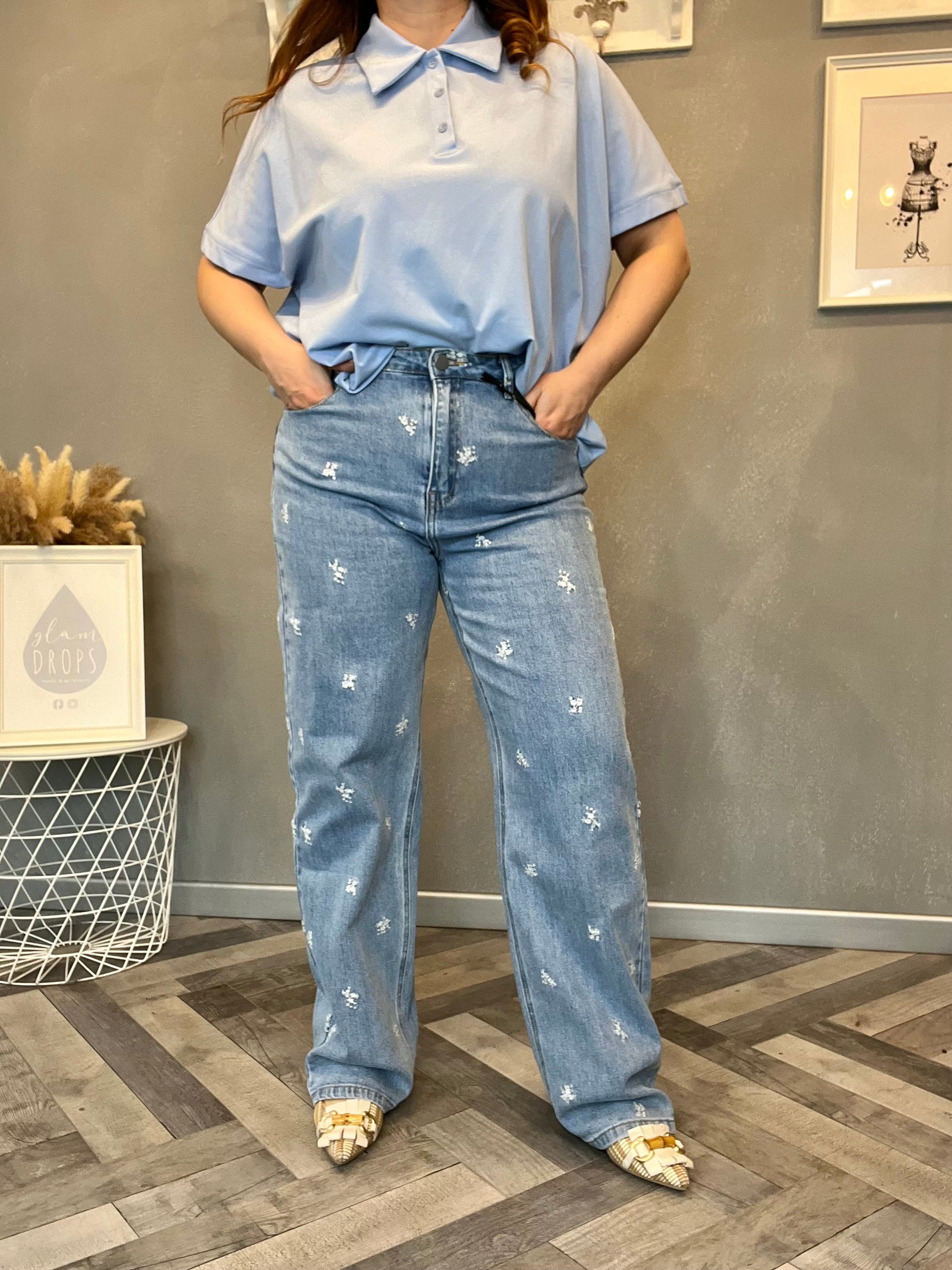 Lumina jeans con ricami floreali