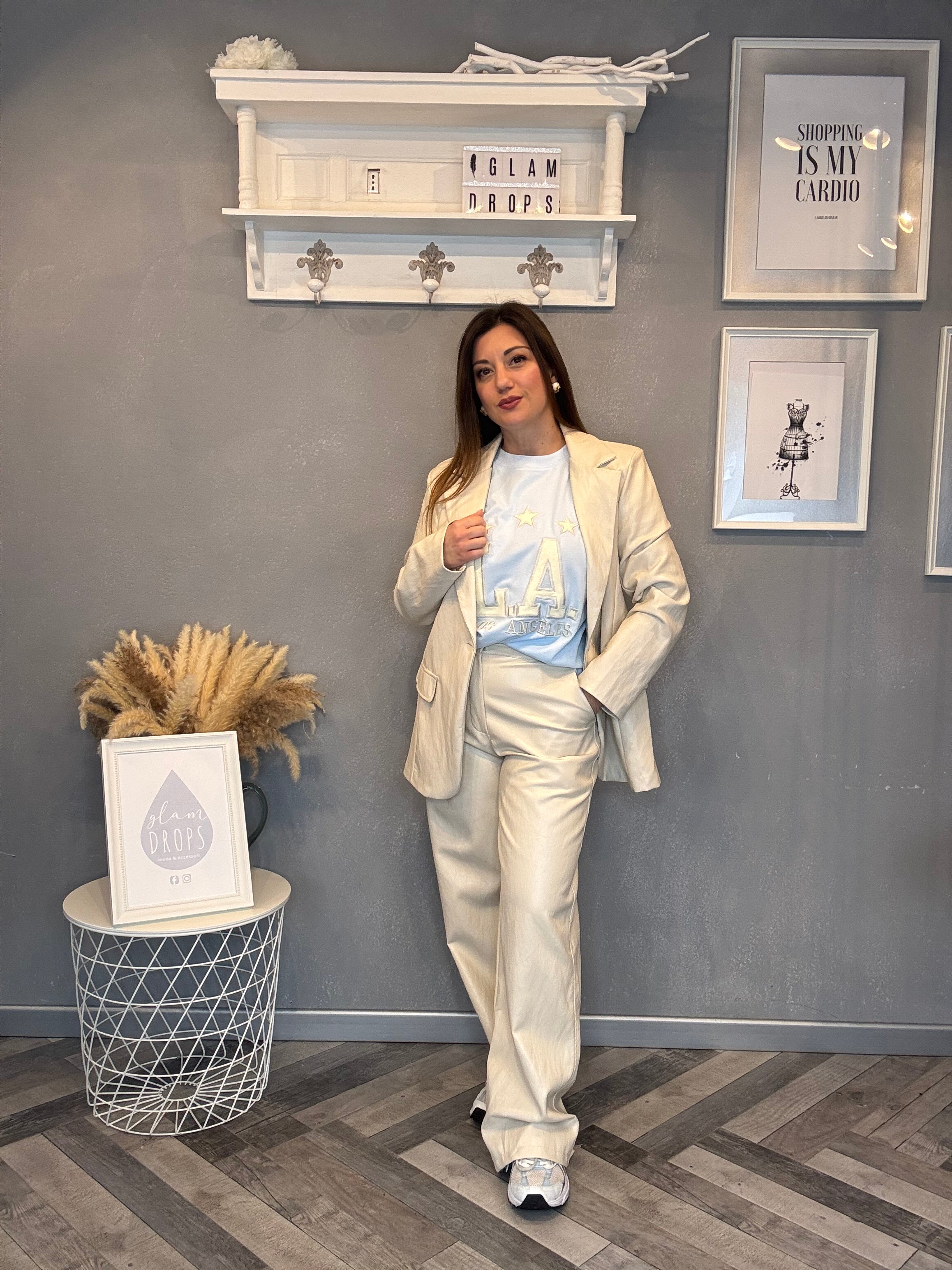 Pantalone ecopelle burro