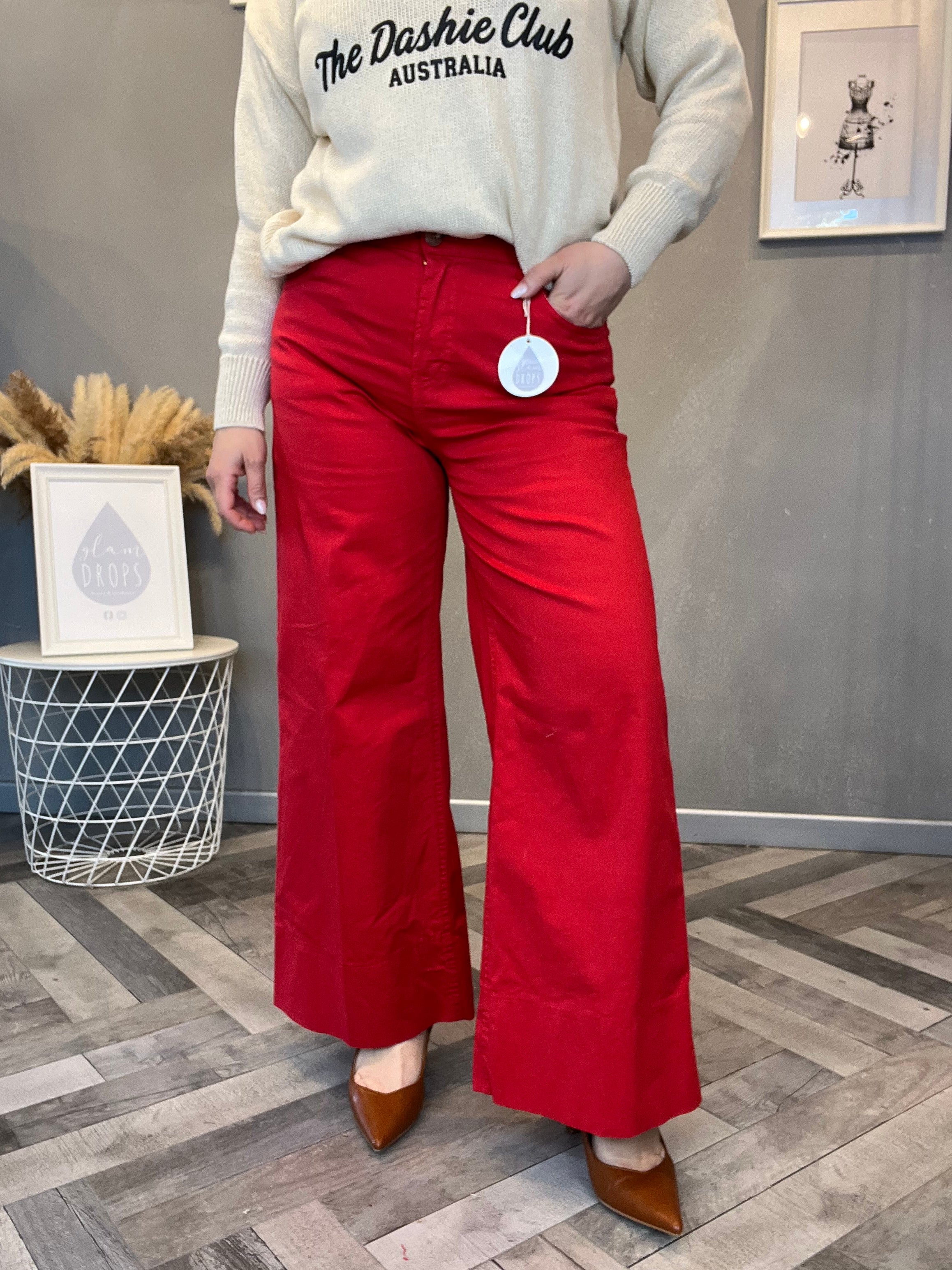 Pantalone wide leg rosso