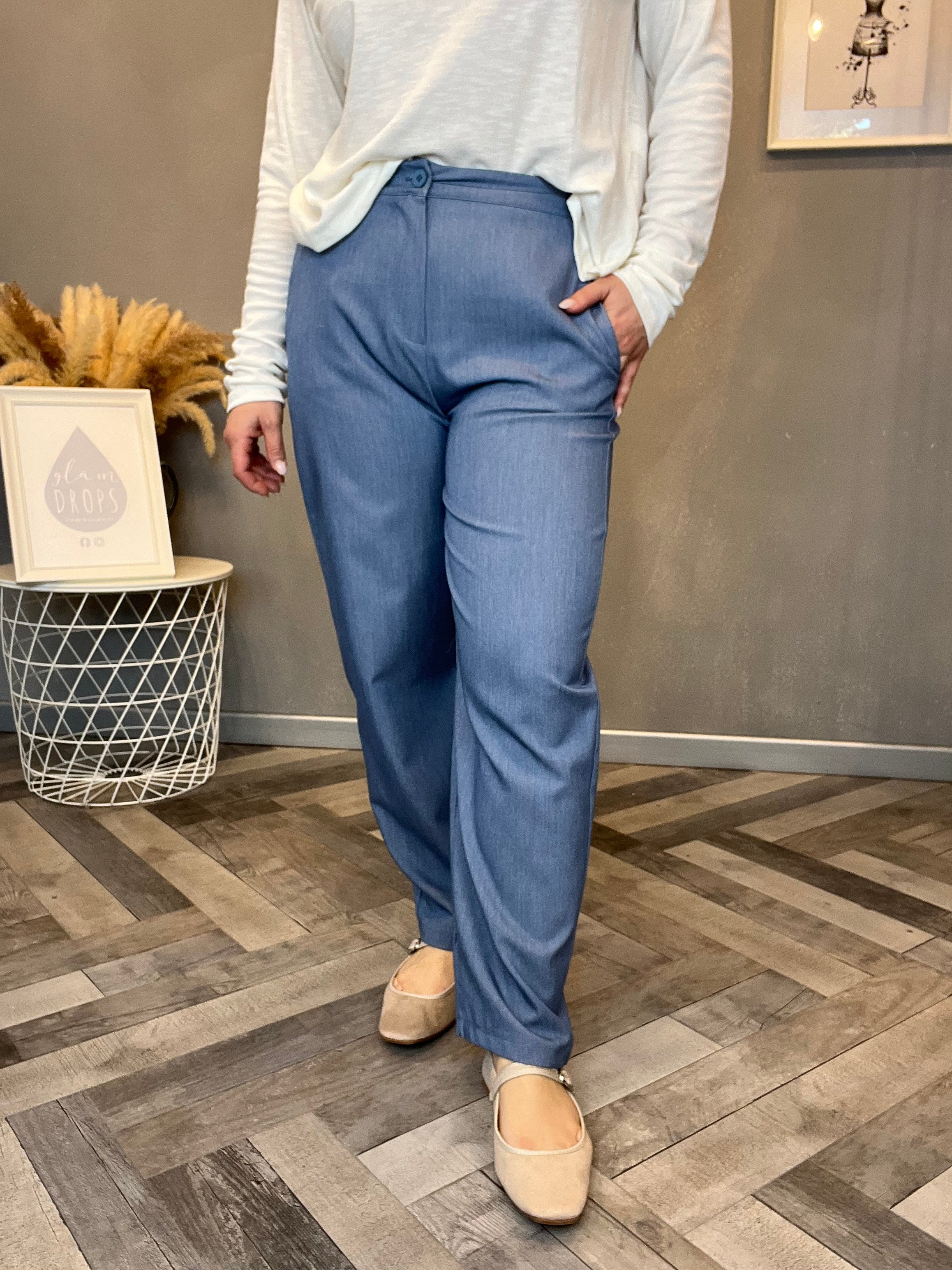 Pantalone gamba dritta denim chic