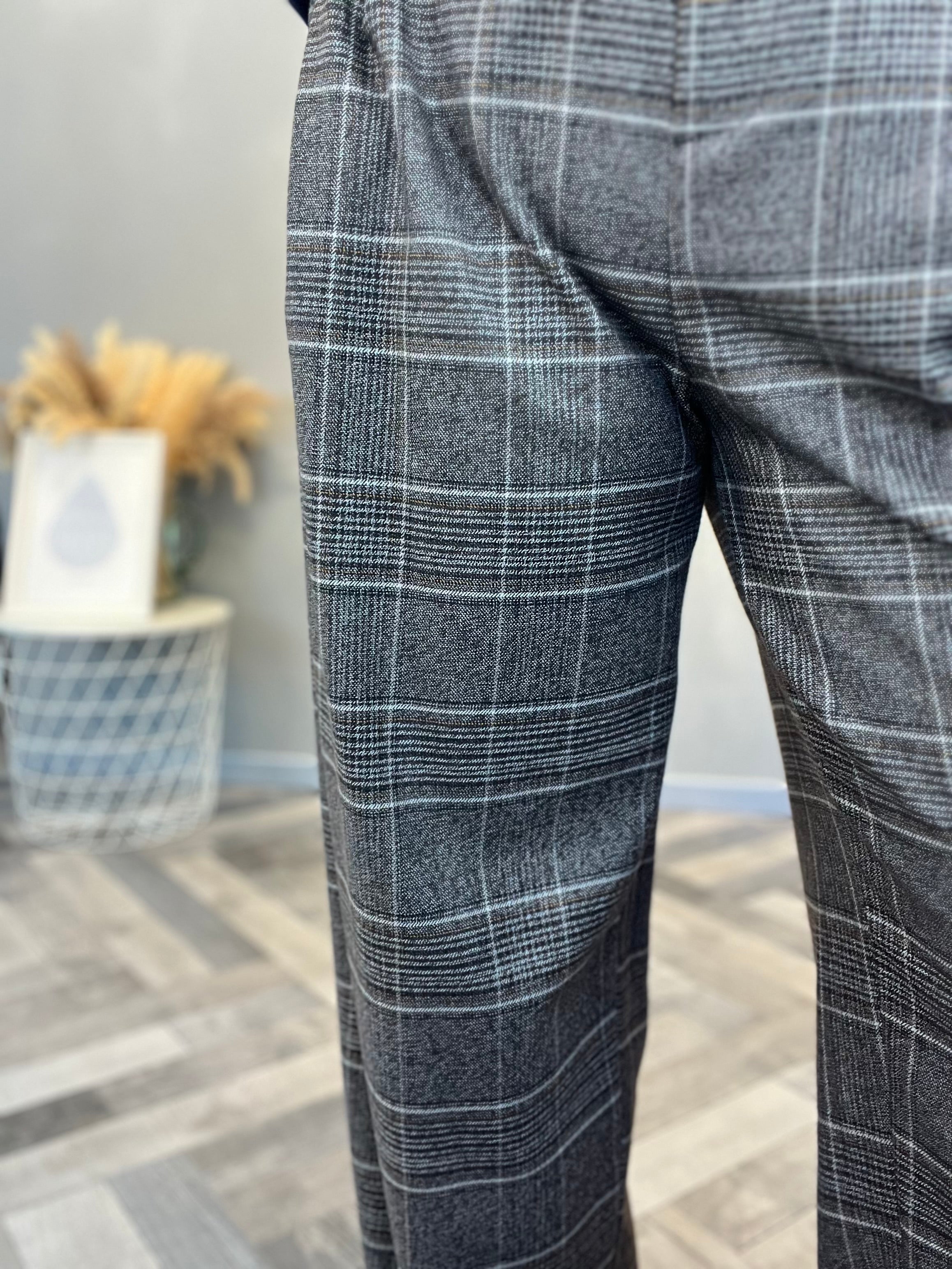 Lumina pantalone marrone a quadri