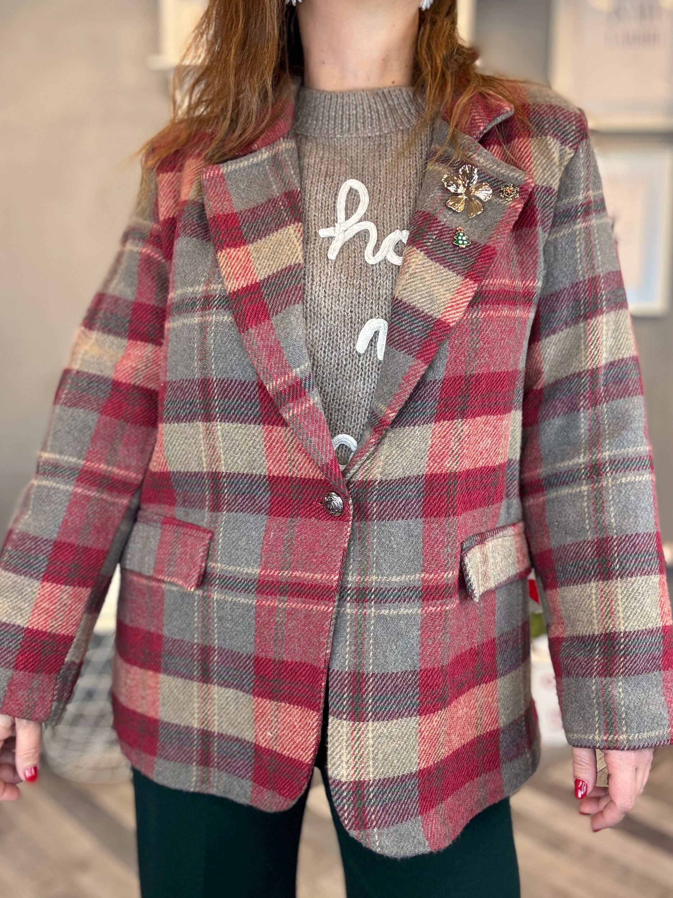Blazer tartan tortora