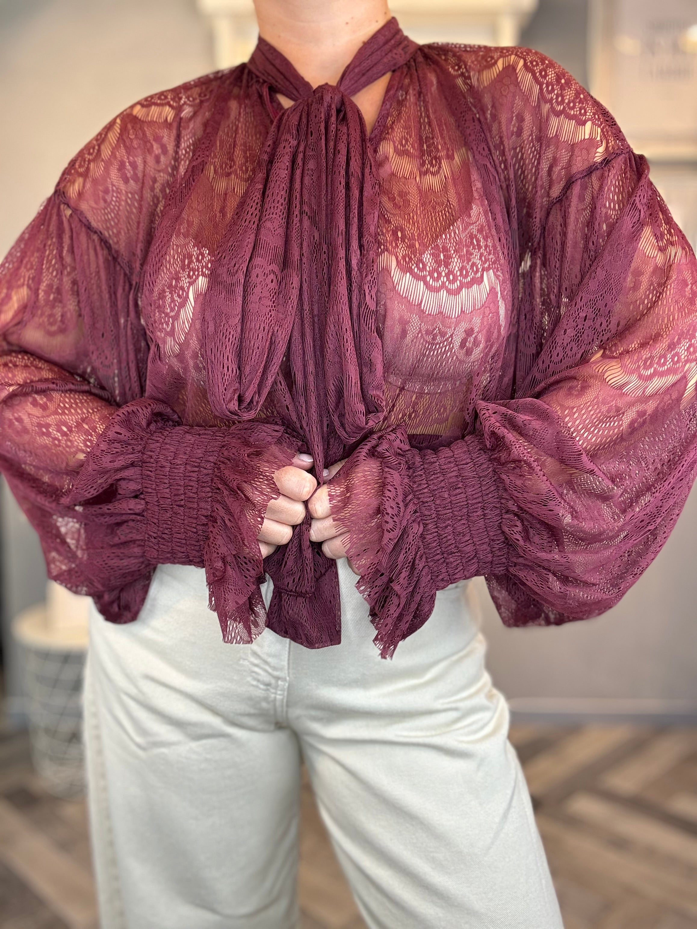 Lumina blusa pizzo bordeaux