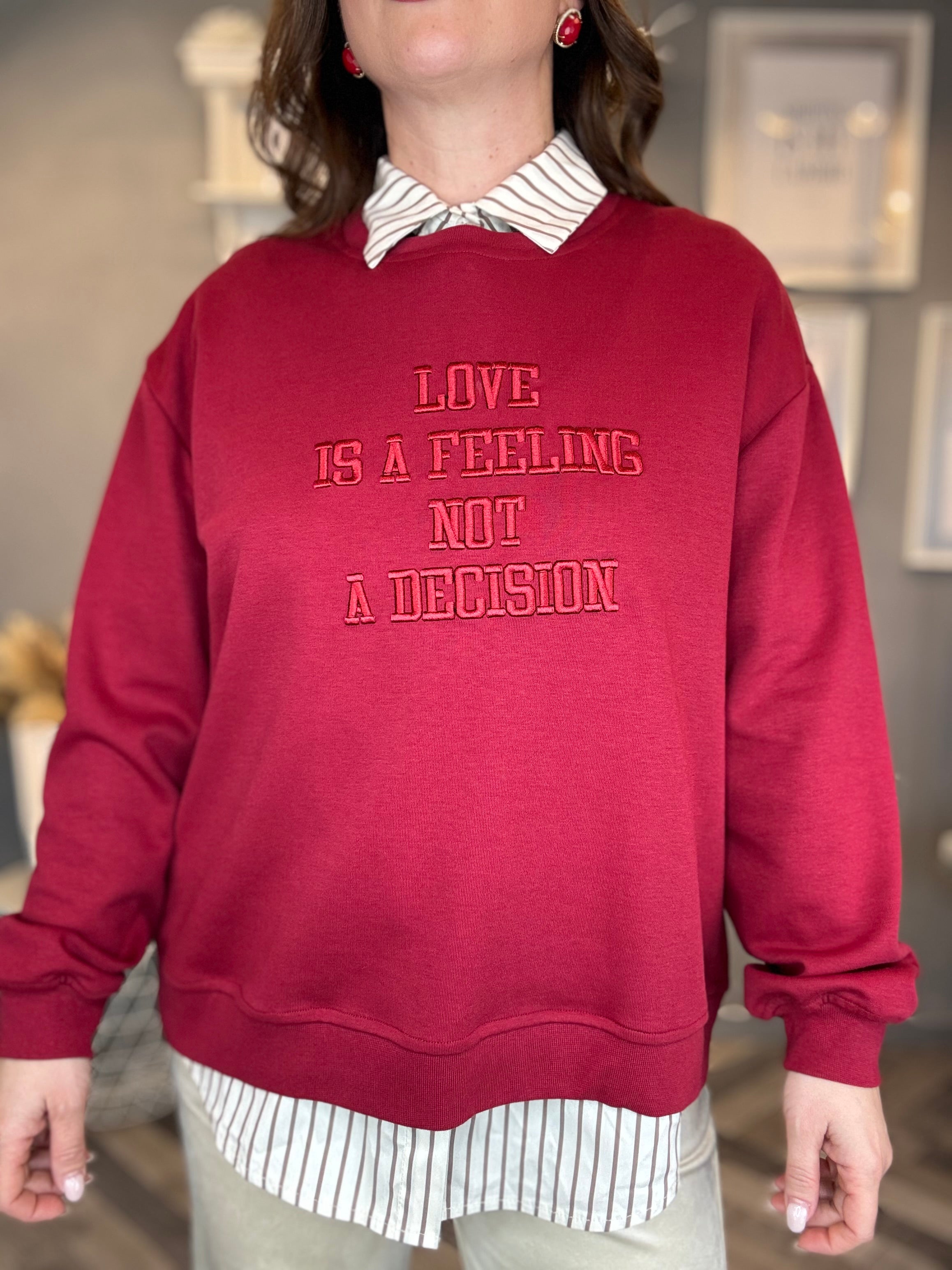 Lumina felpa Love is a feeling rossa