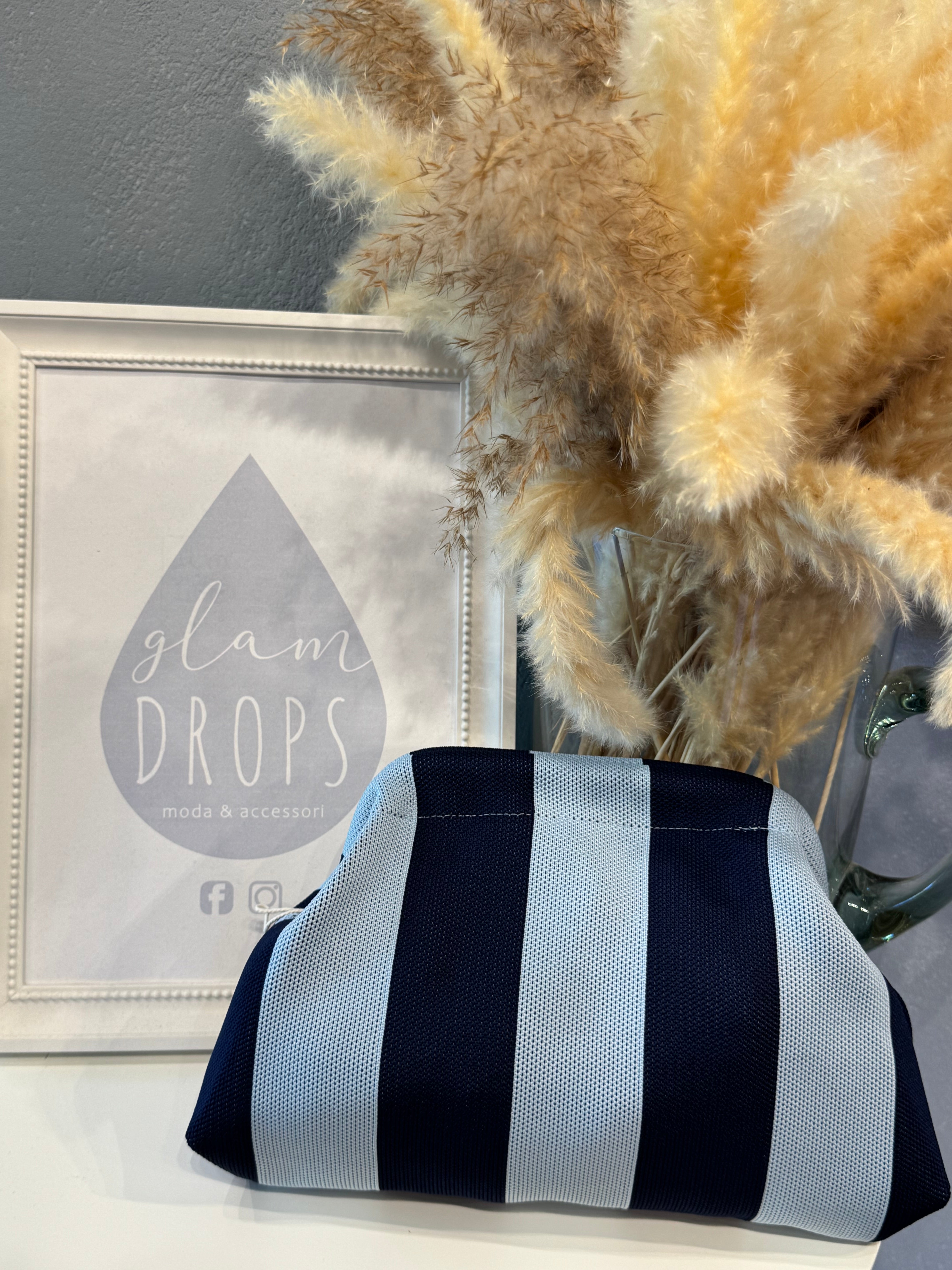Borsa Stripe blu e celeste