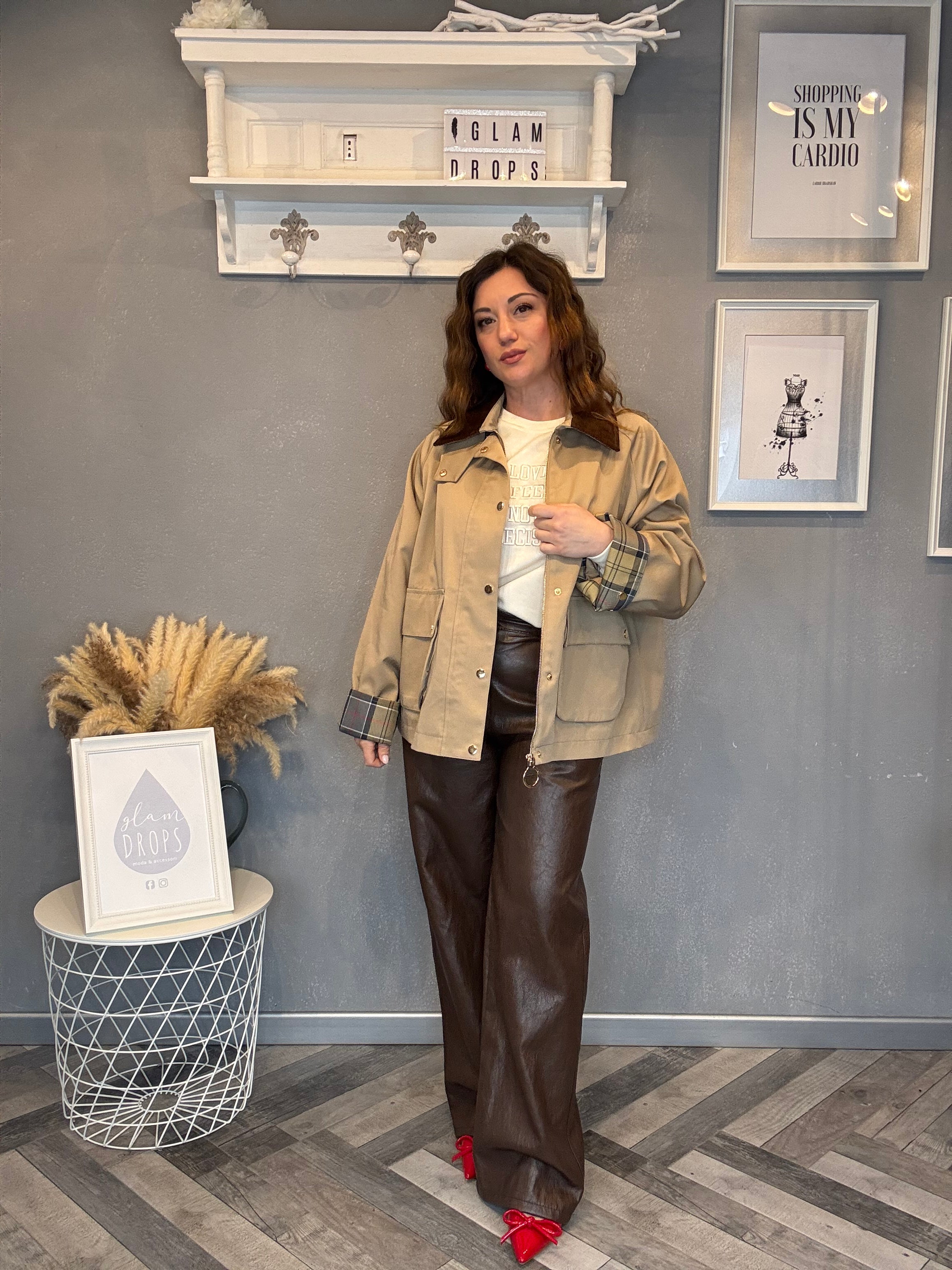 Giacca stile parka con dettagli check