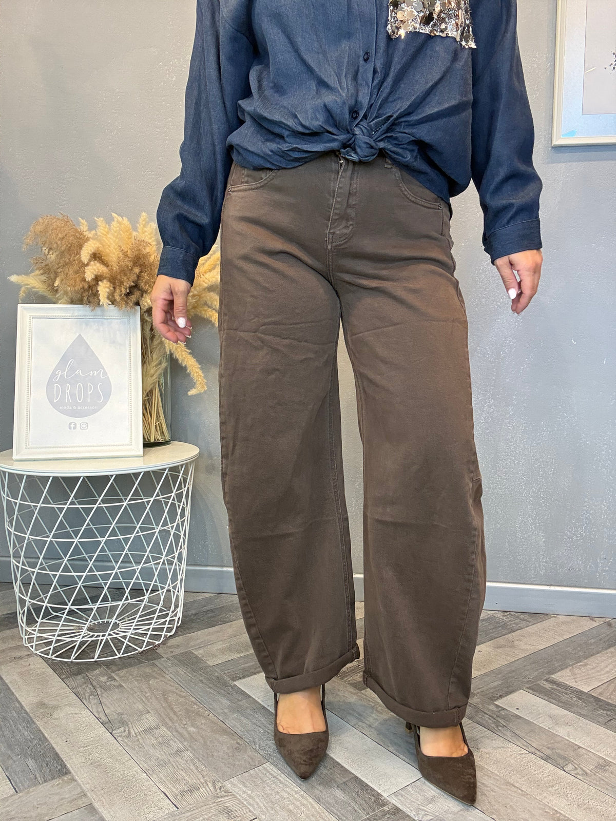 Jeans barrel soft cioccolato
