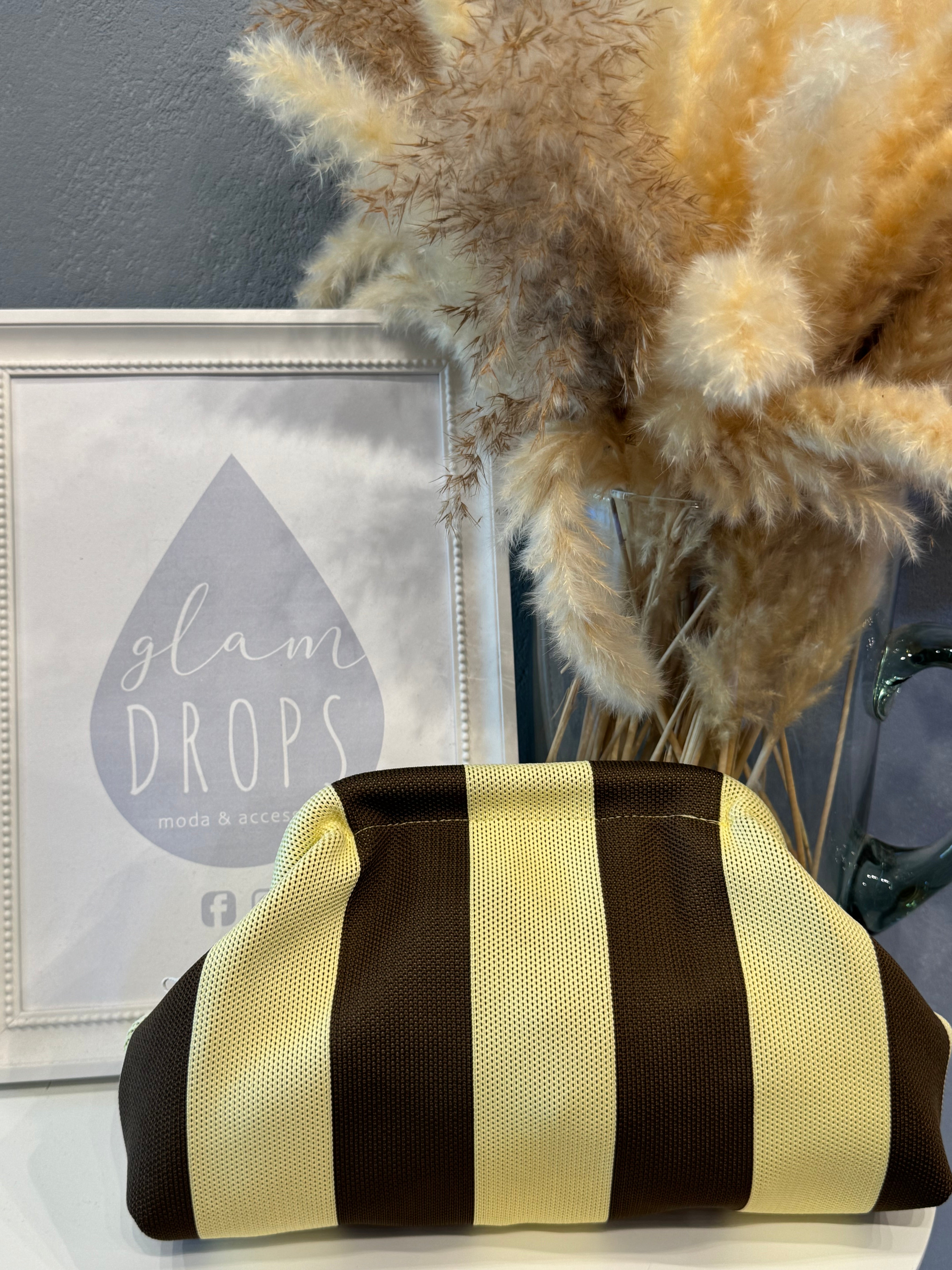 Borsa Stripe giallo pastello e moro