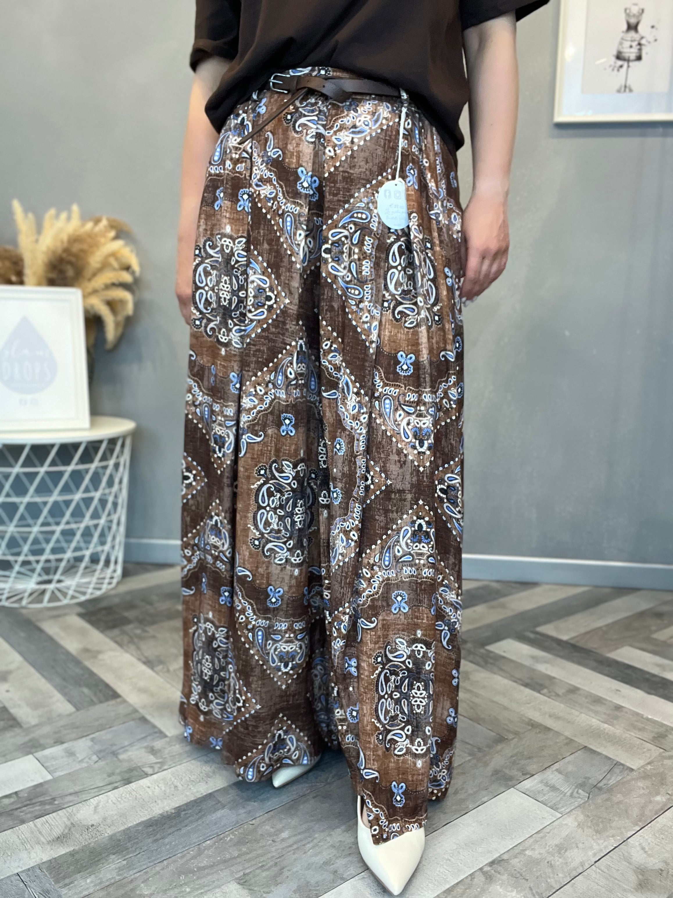 Gonna pantalone cioccolato paisley