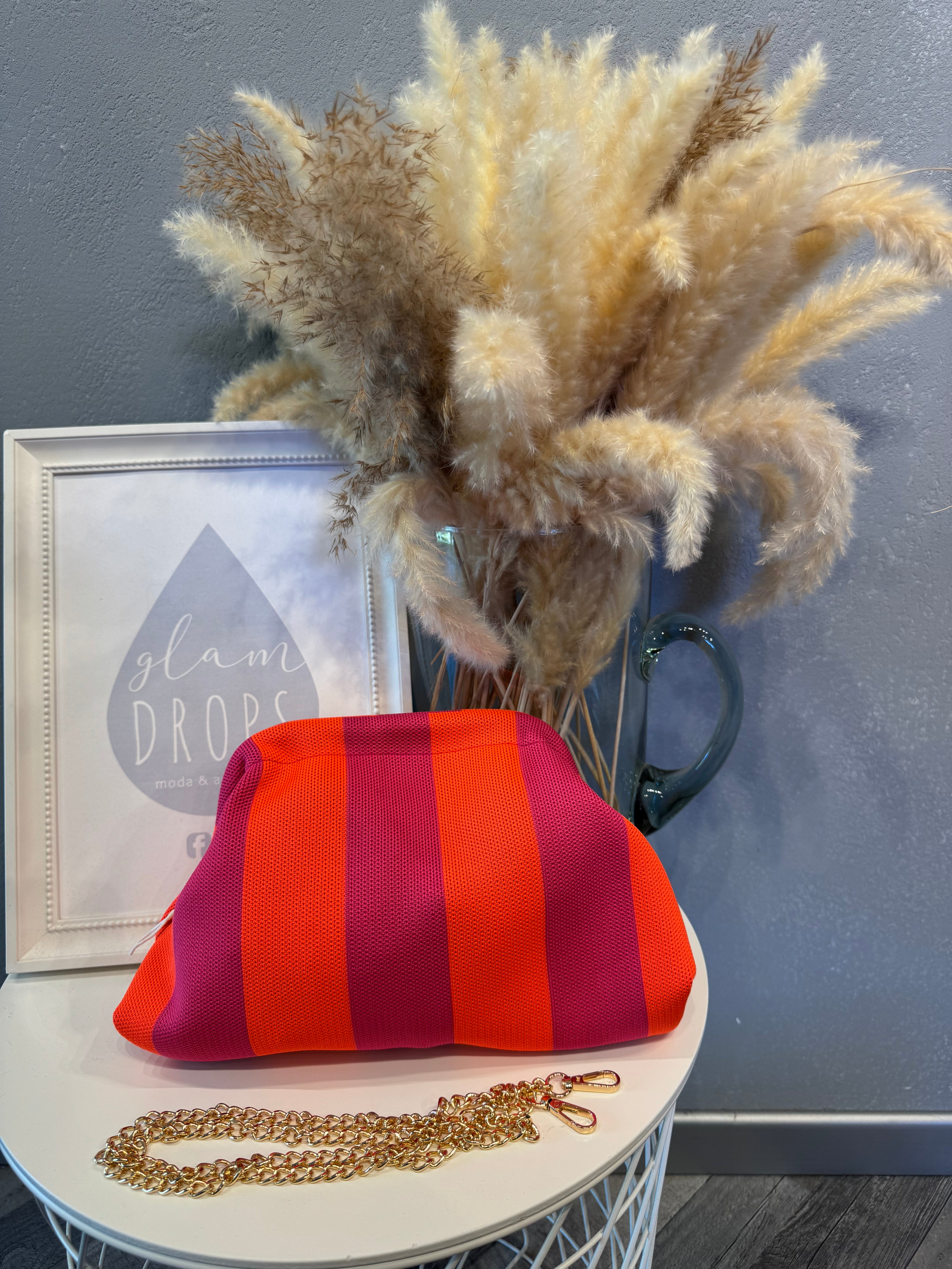 Borsa Stripe fucsia e arancio fluo