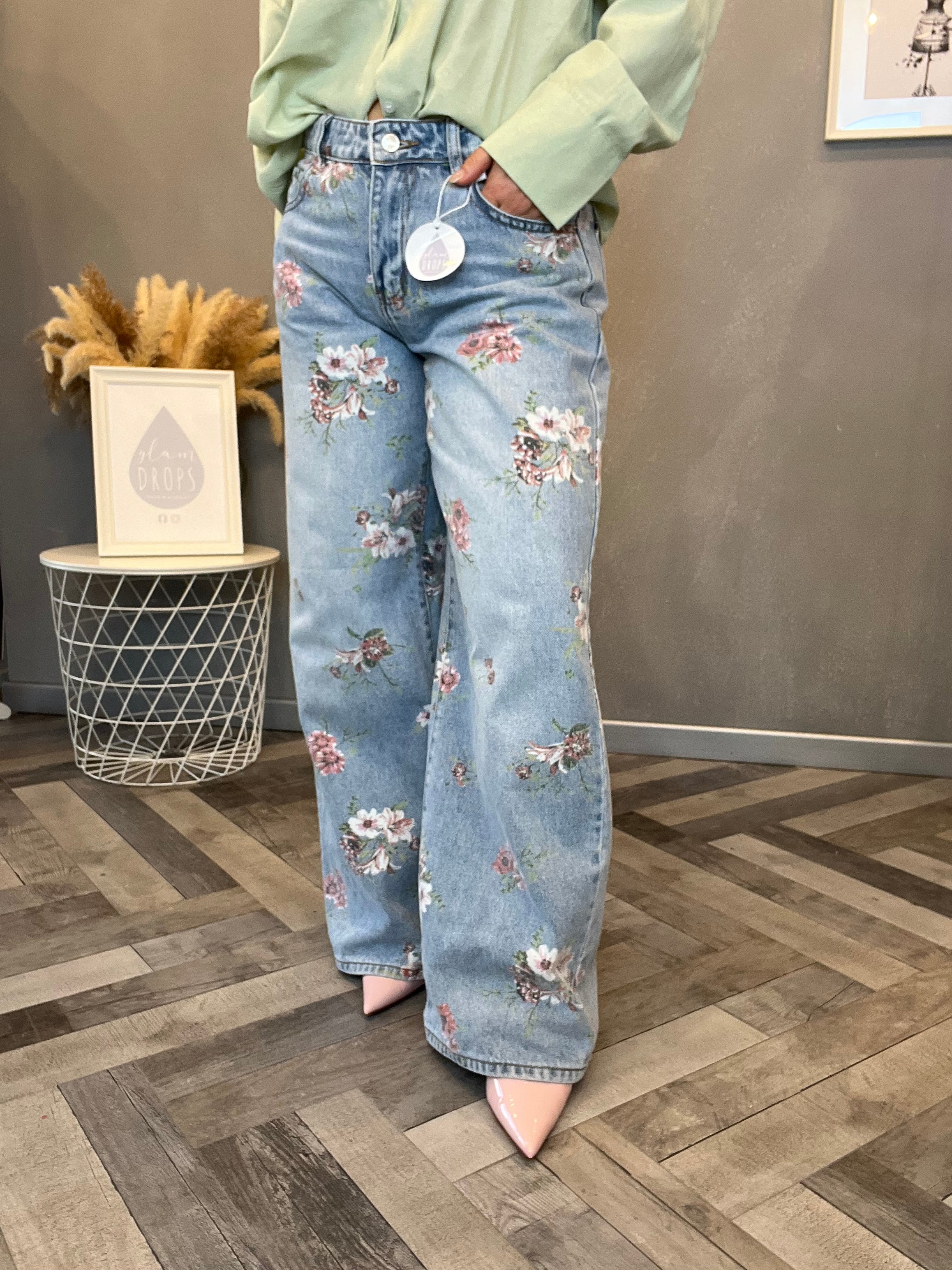Jeans pink flower