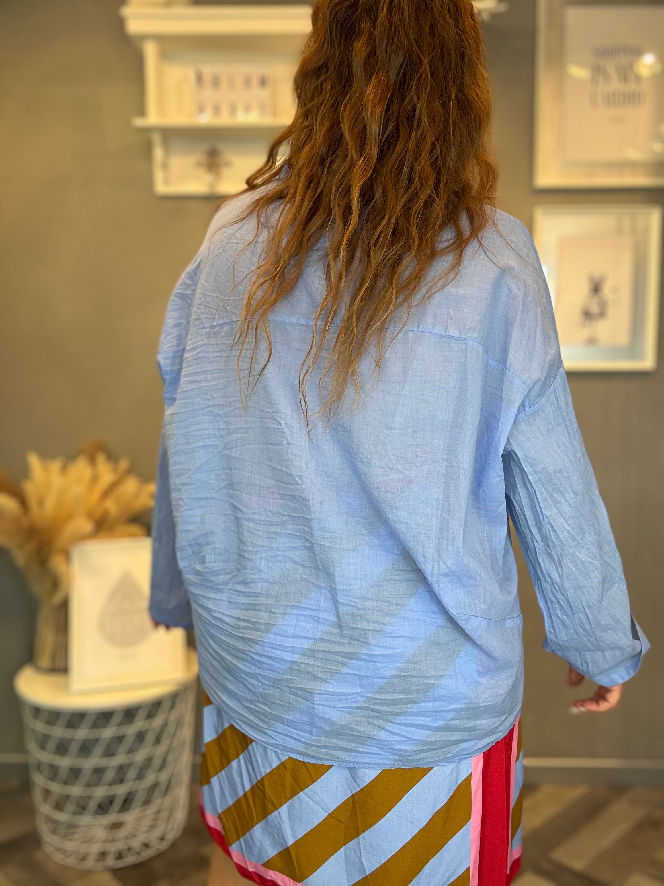 Camicia in mussola manica lunga celeste