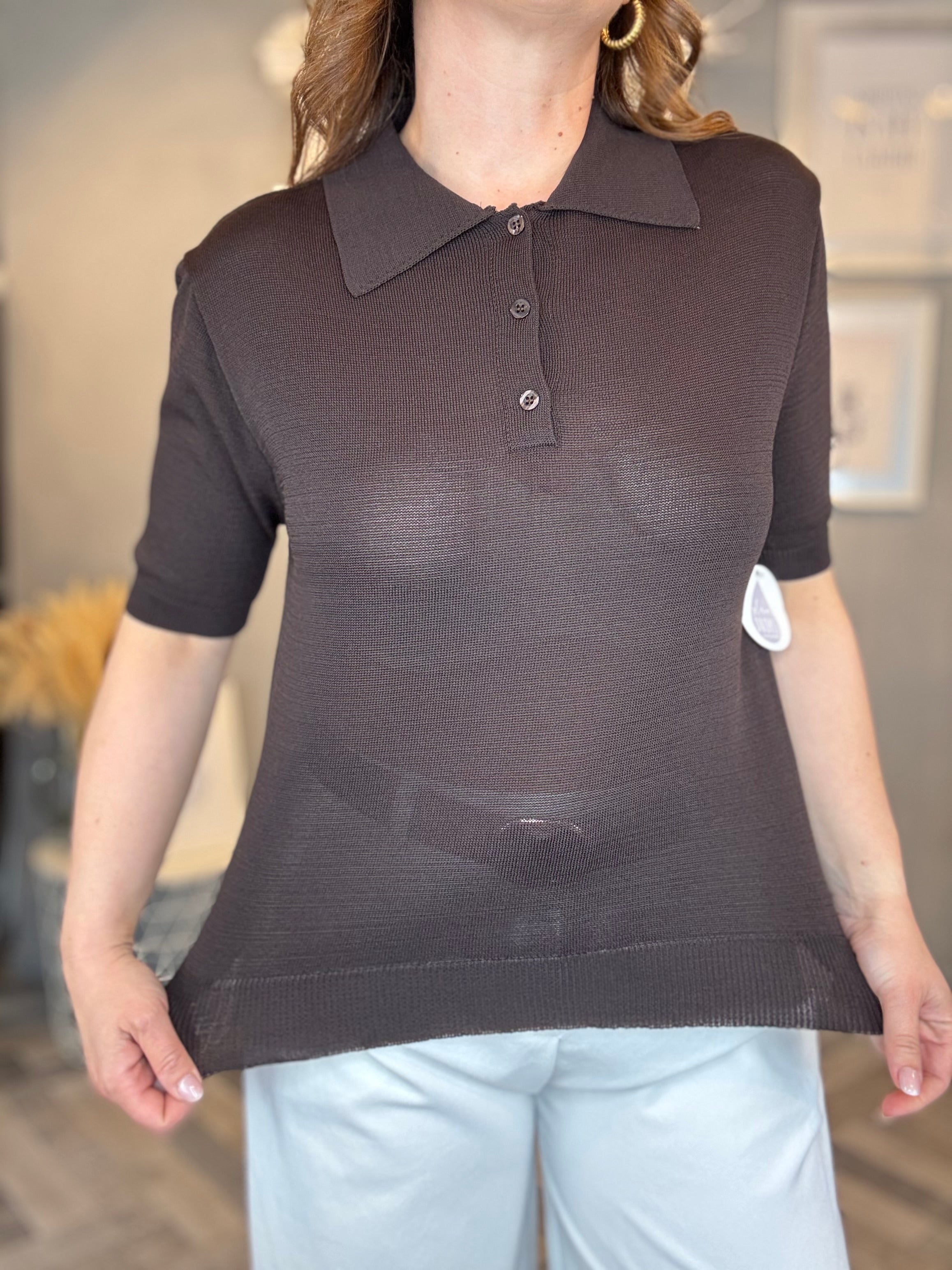 Polo in maglia soft moro