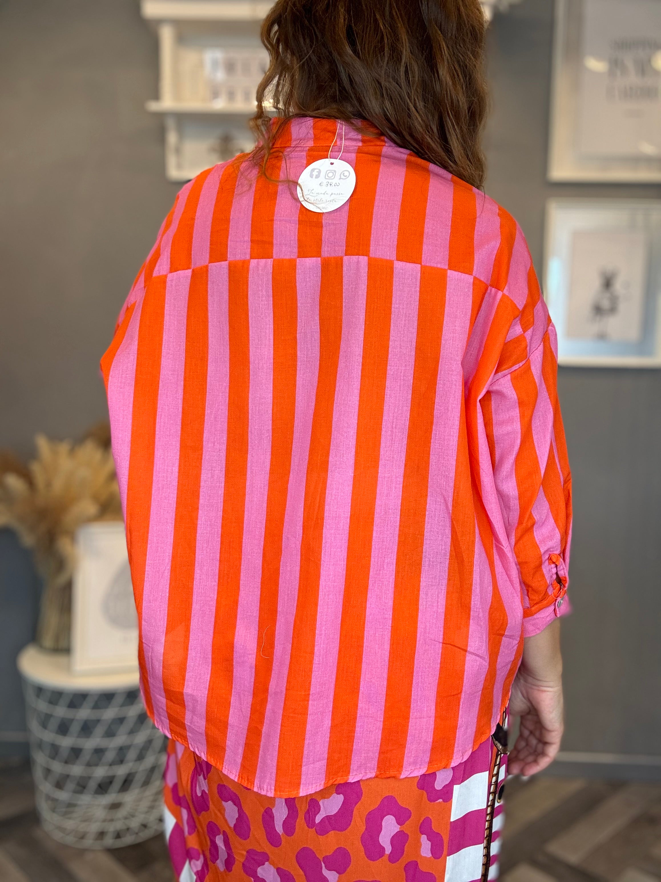 Camicia Isla Bonita righe arancio e rosa