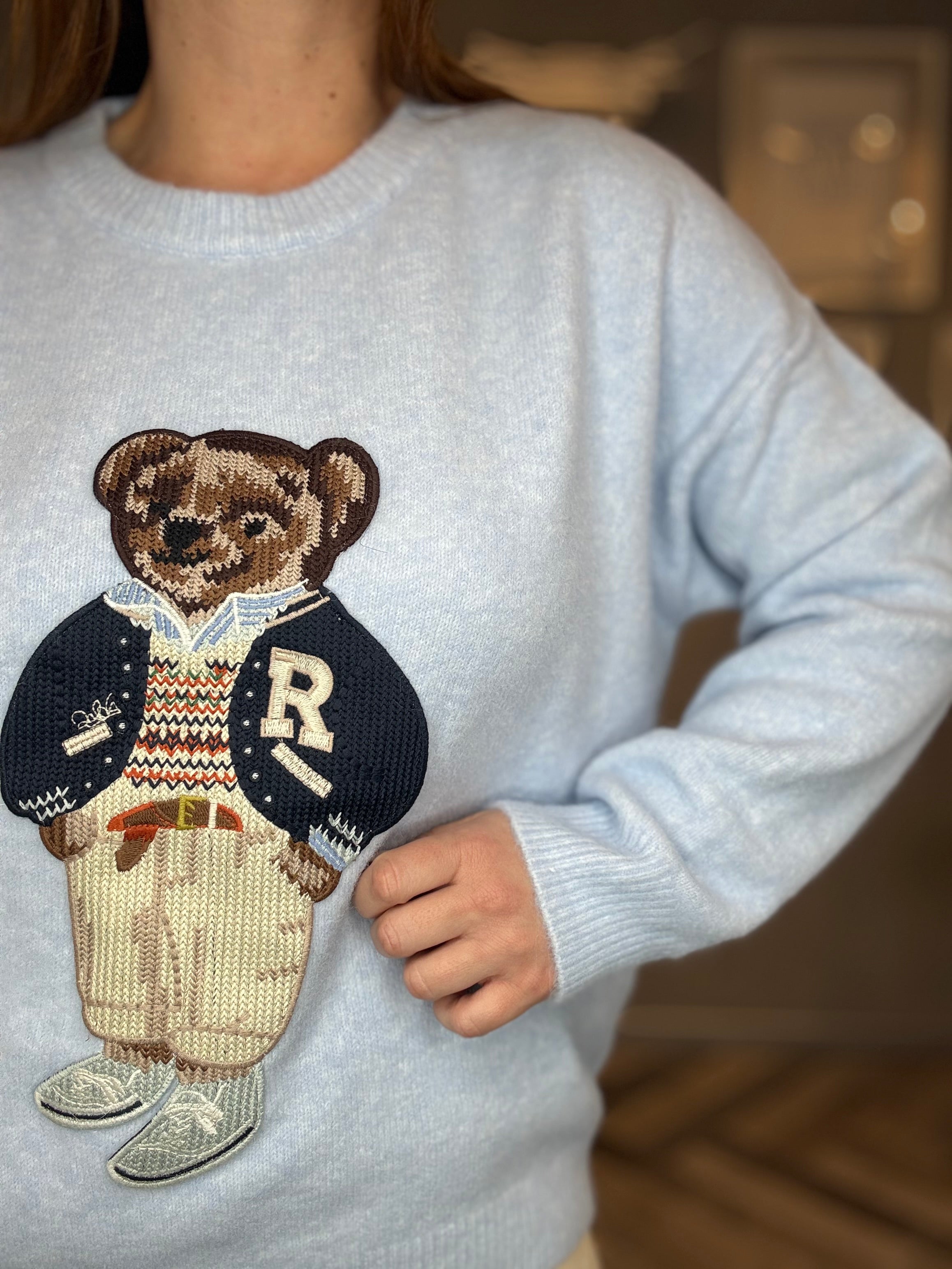 Maglione Teddy celeste