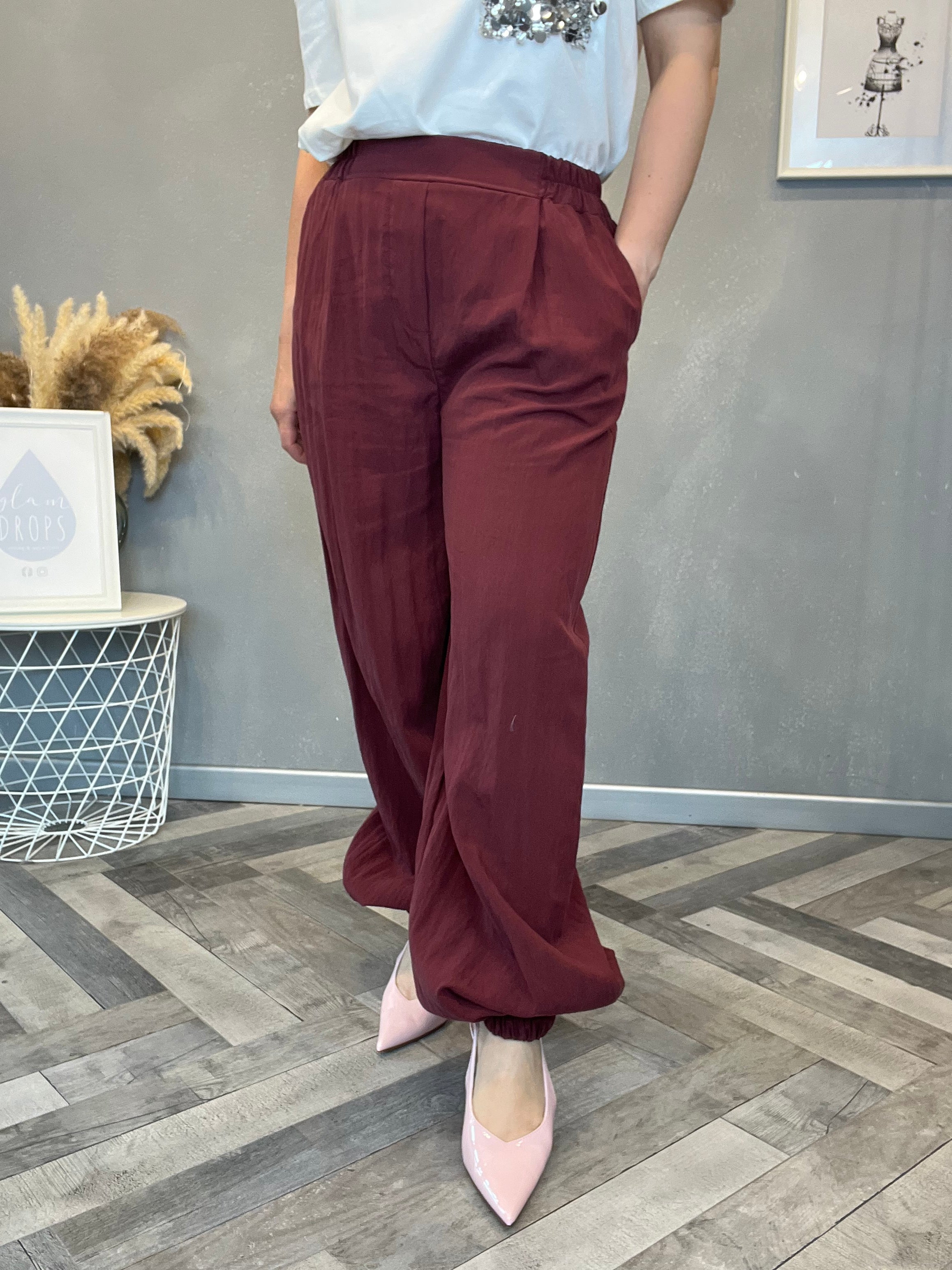 Pantalone jogger Cupro bordeaux