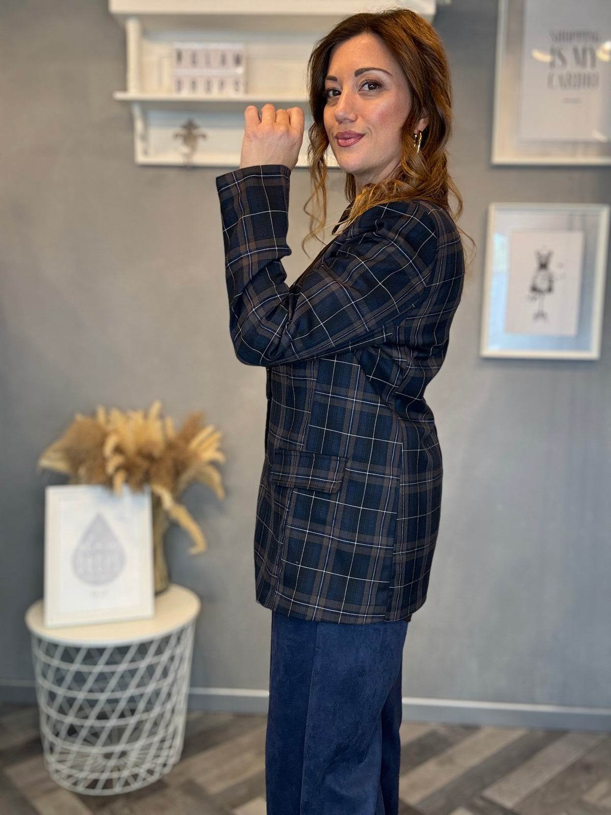 Blazer check blu e moro
