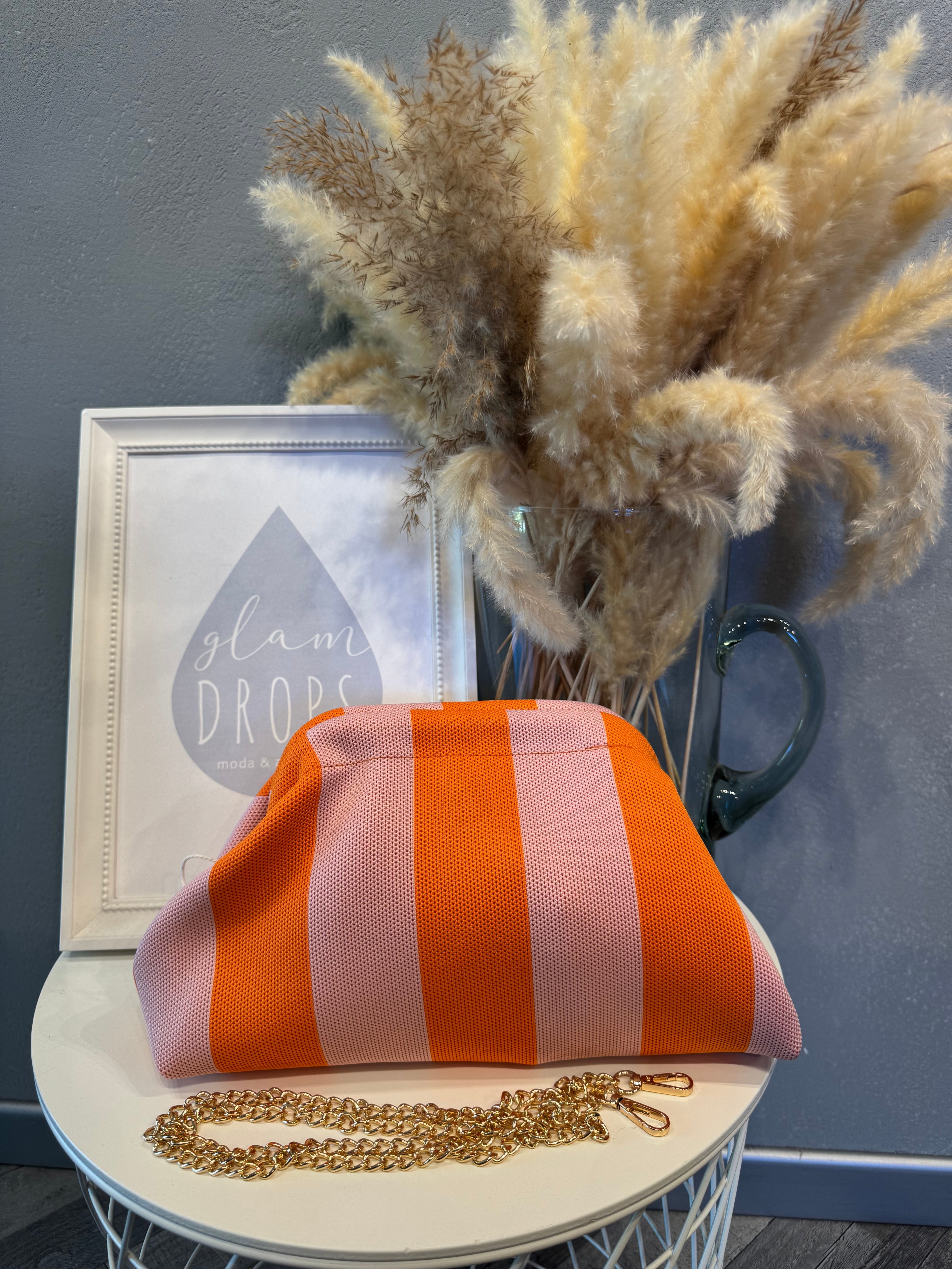 Borsa Stripe rosa pastello e arancione