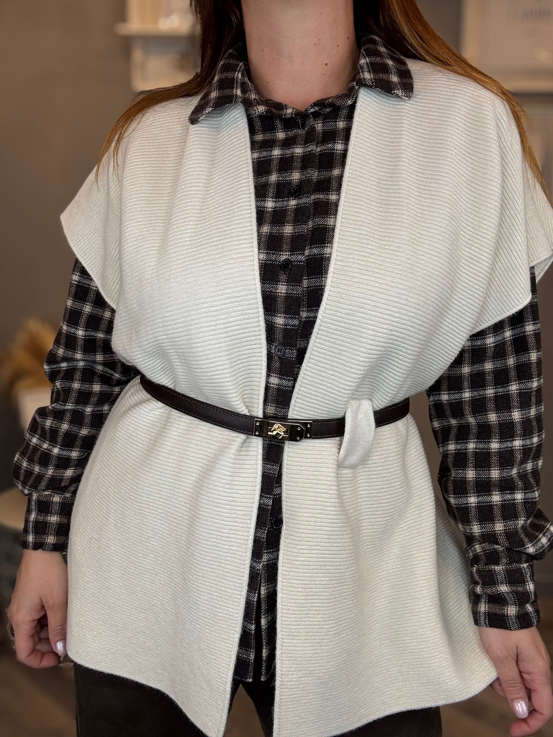 Gilet in maglia multiuso panna