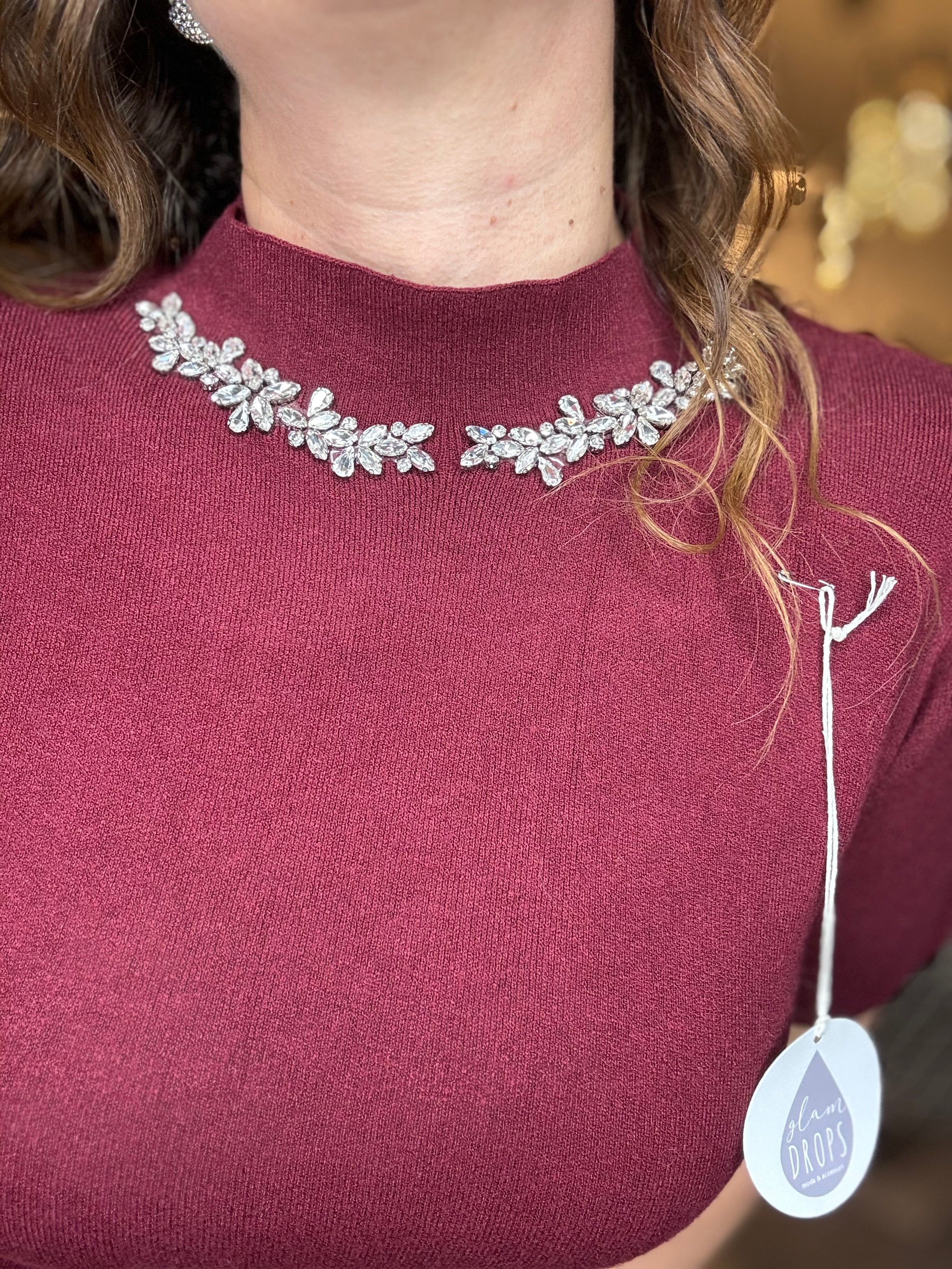 Abito punto Milano cabochon al collo