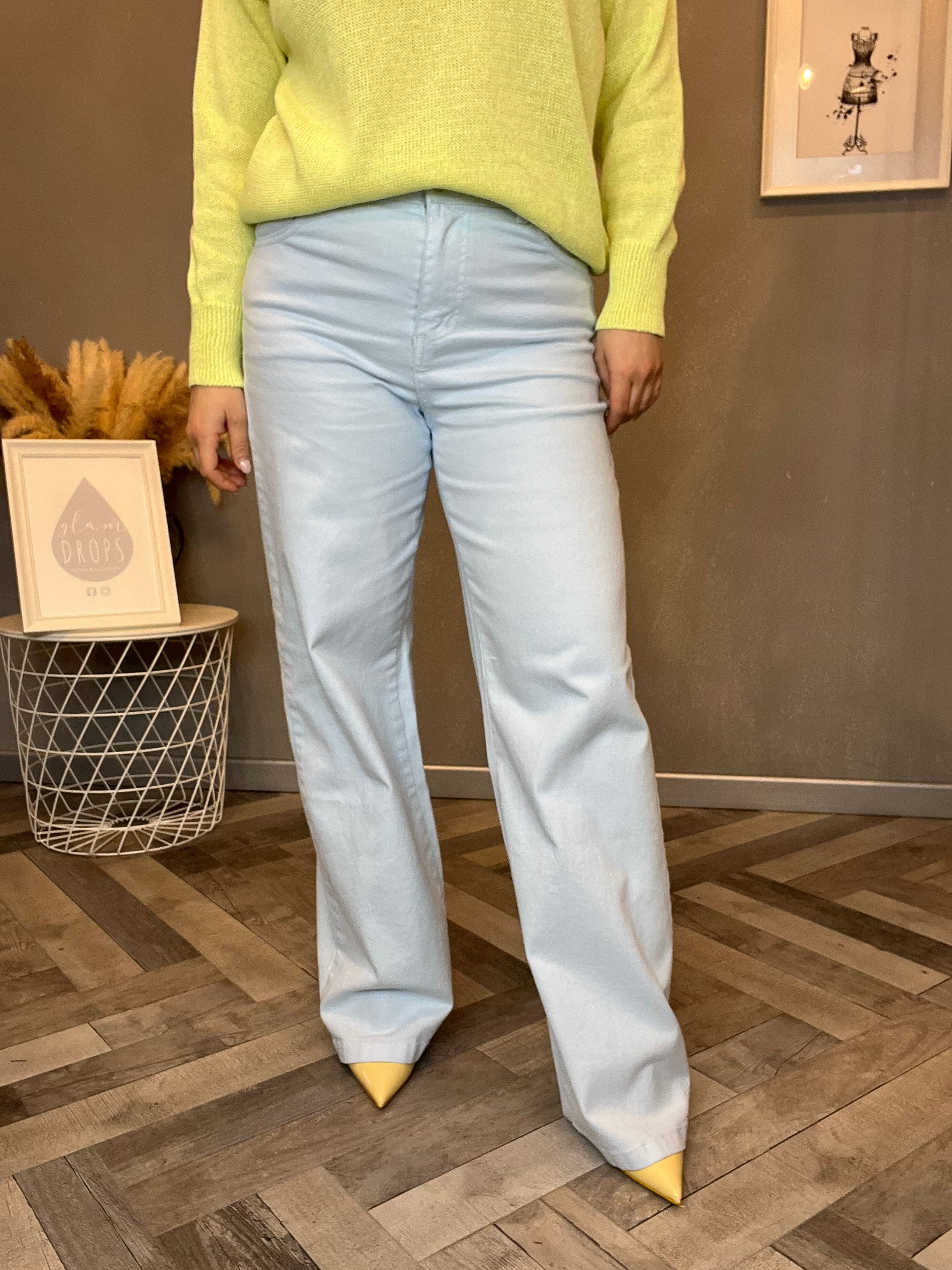 Jeans wide leg celeste