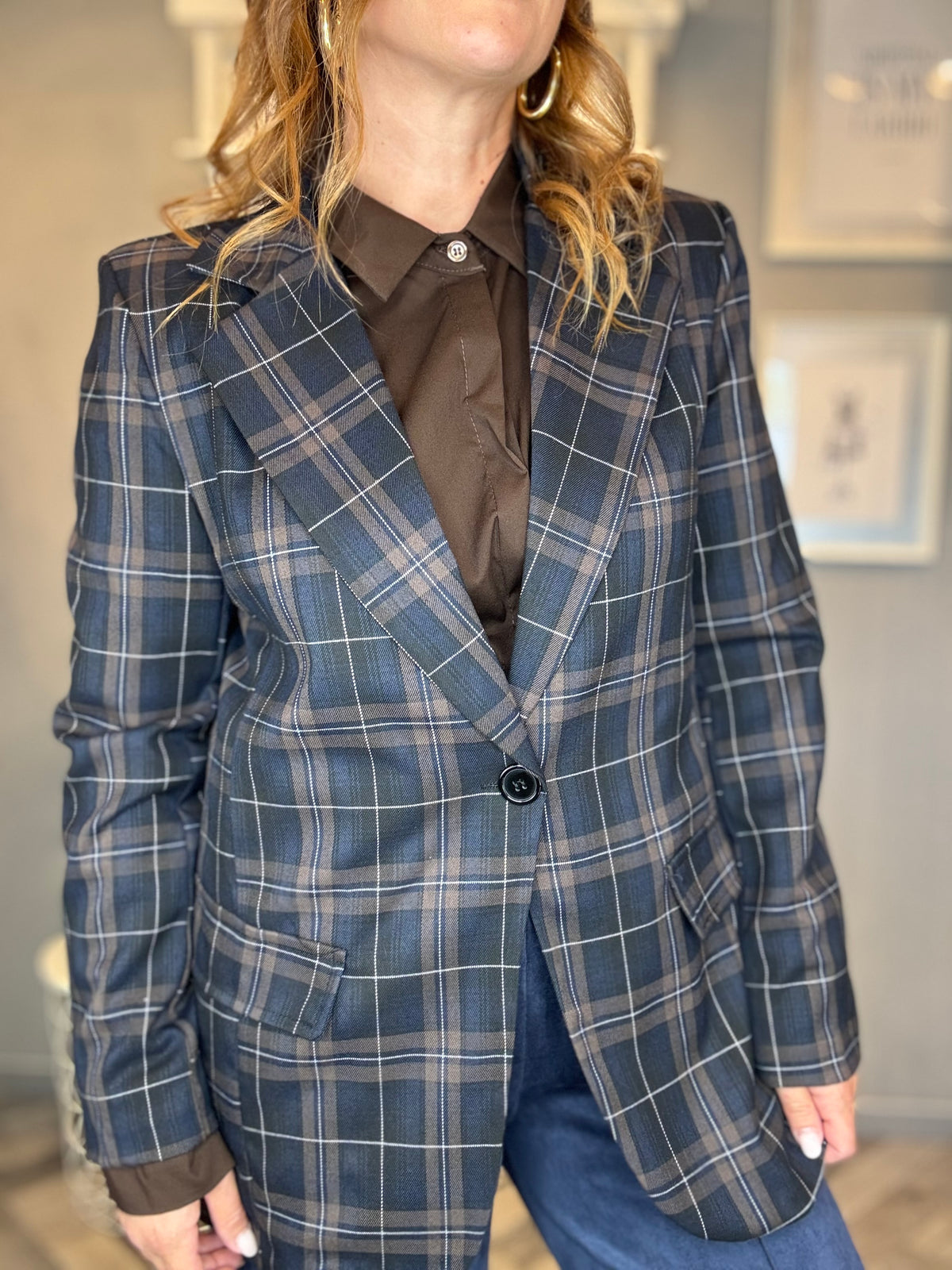 Blazer check blu e moro