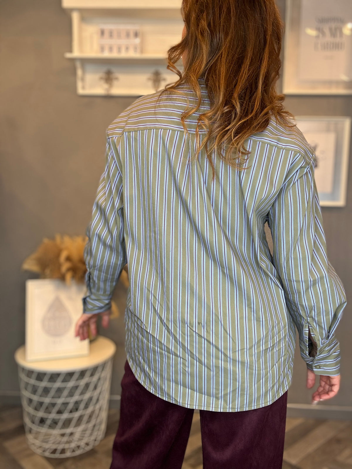 Camicia Stripes verde salvia