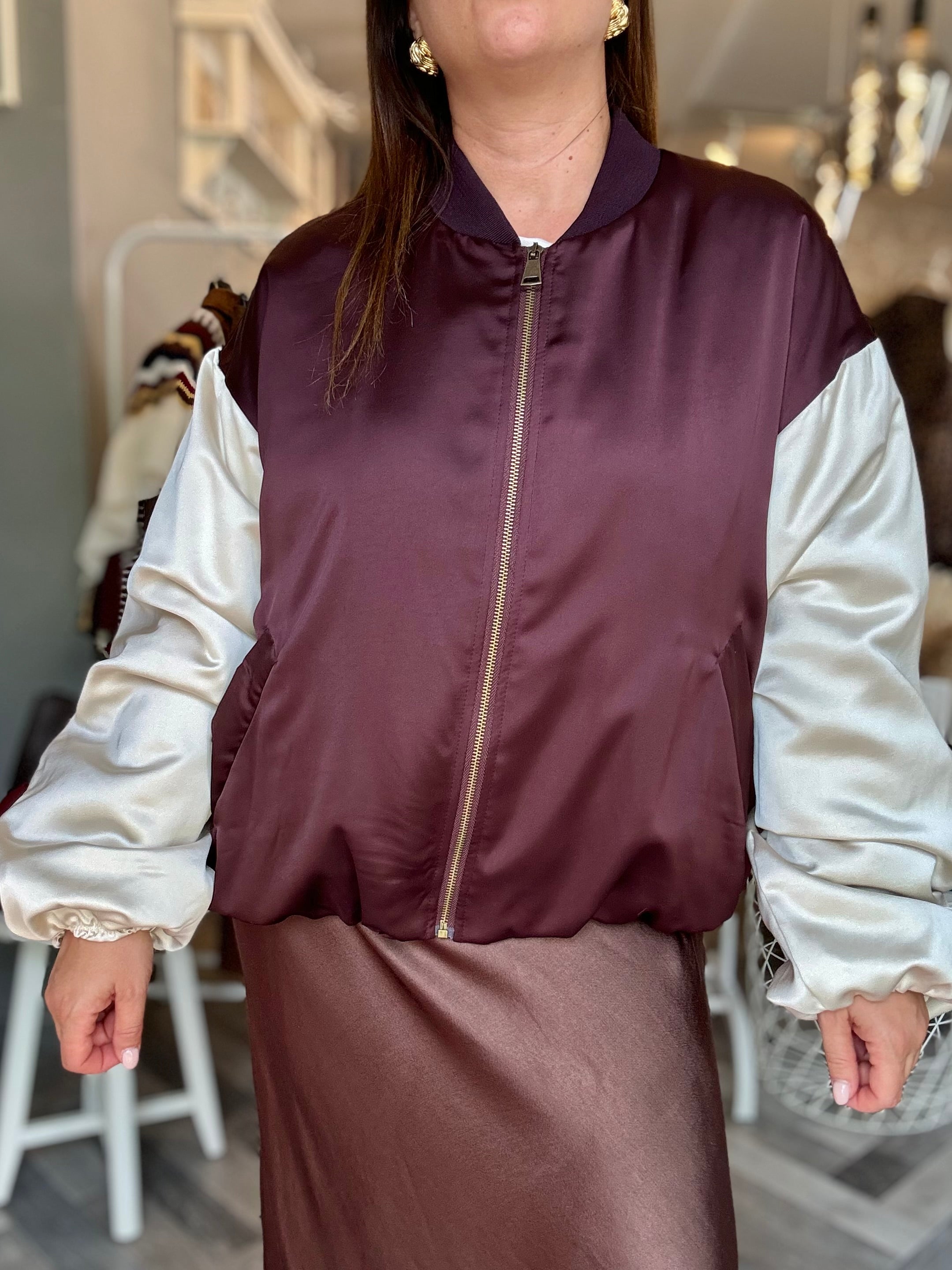 Bomber raso bicolore