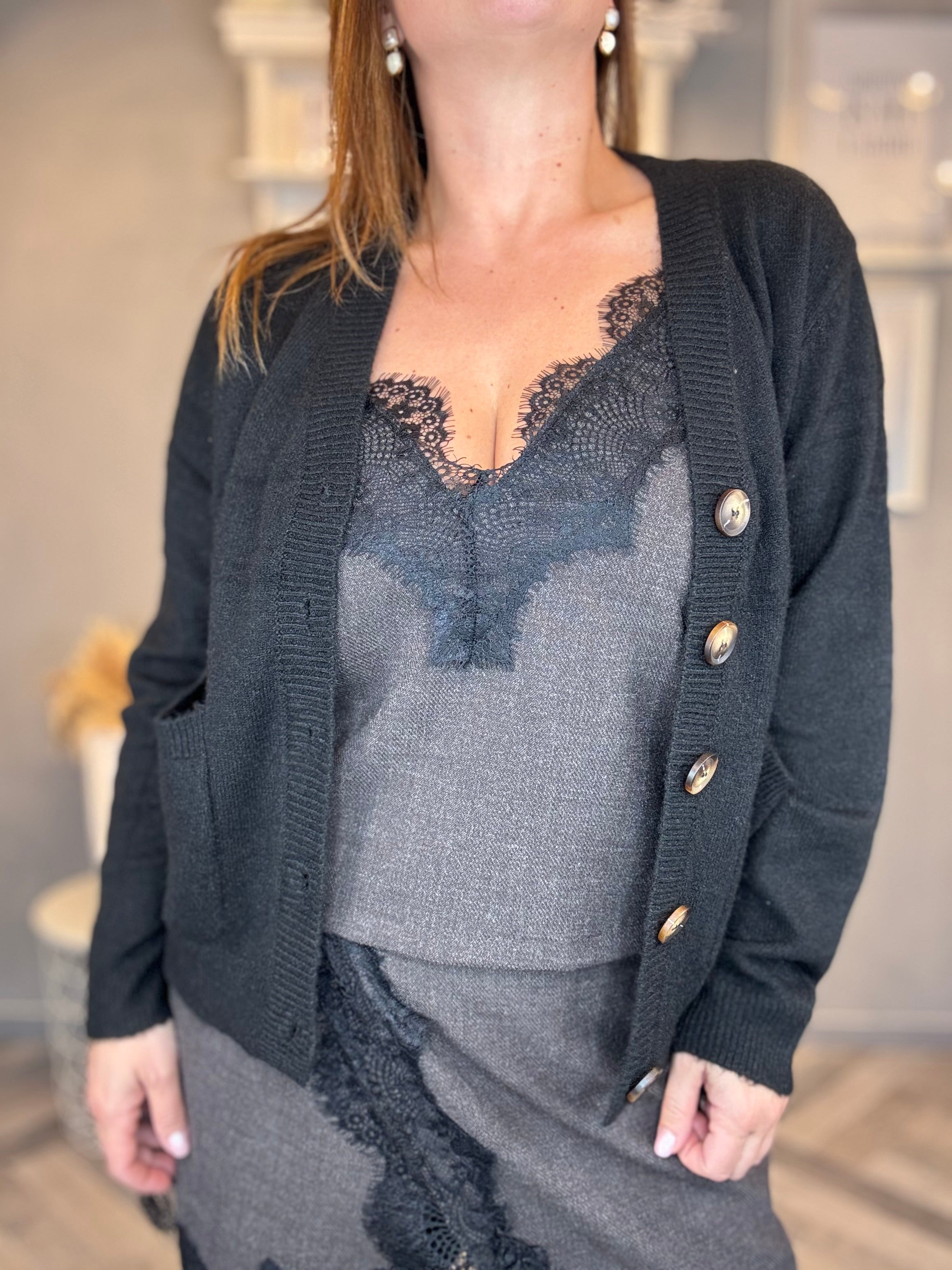 Cardigan basic nero