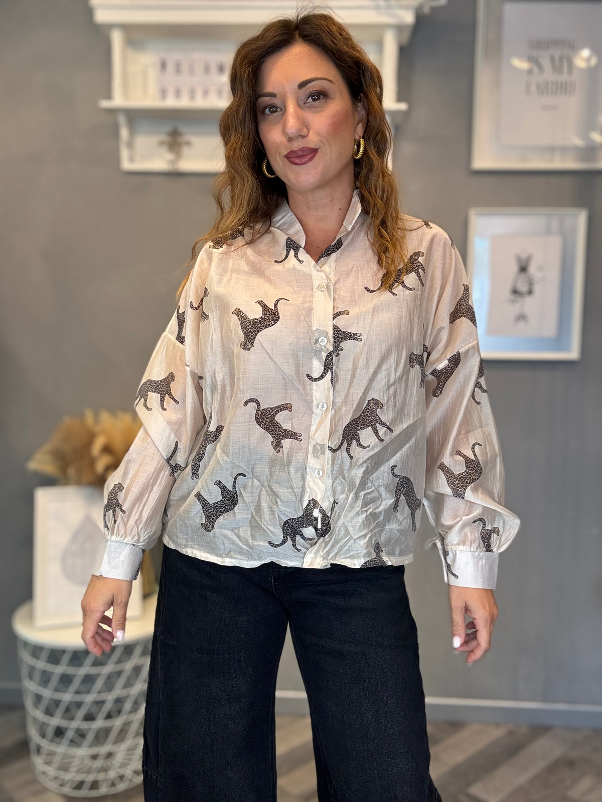 Camicia Wild Leopard panna